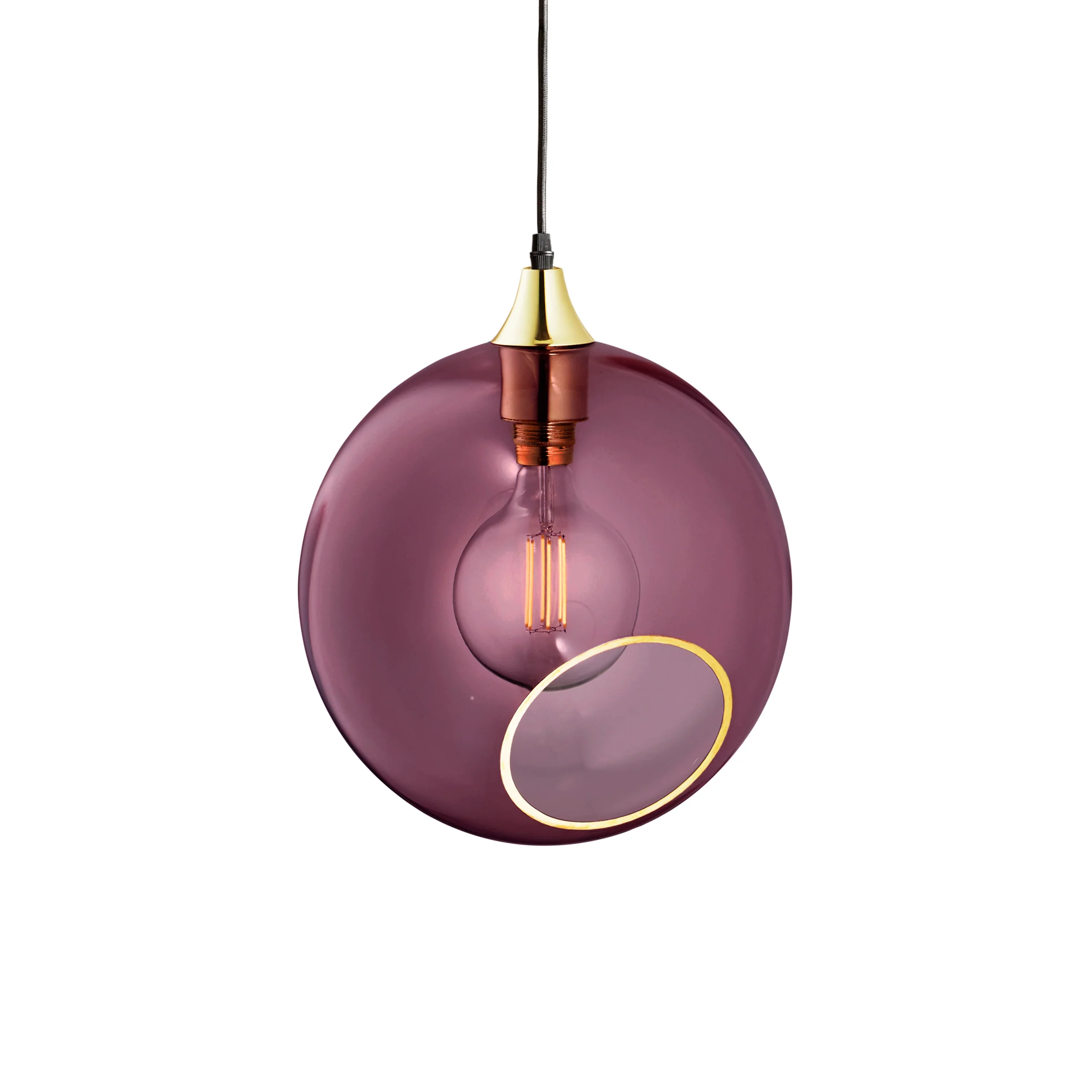 Lampa wisząca BALLROOM śliwkowy ze złotym wykończeniem