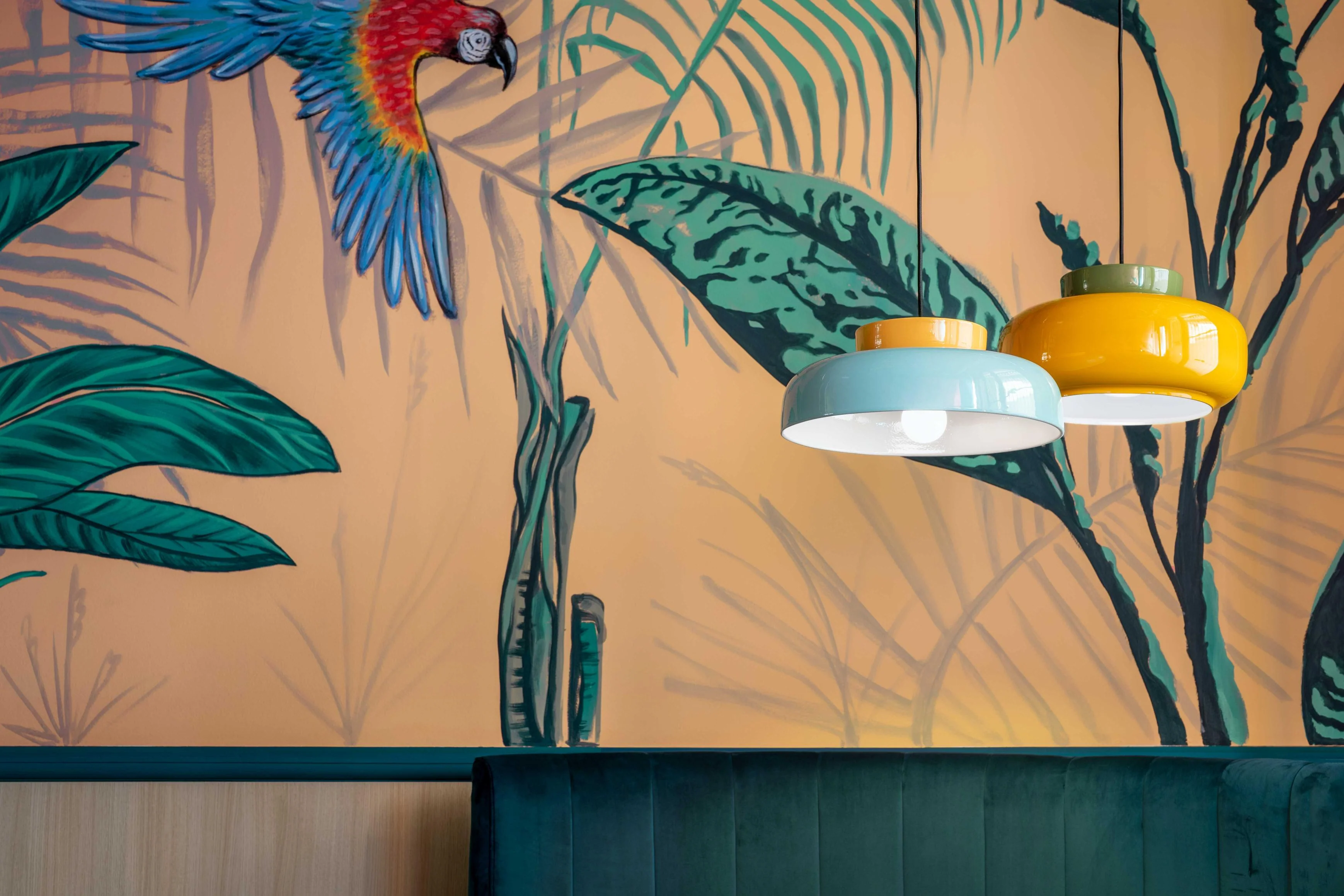 Lampa wisząca ceramiczna MARACANÀ szałwiowy z żółtym - Image 2