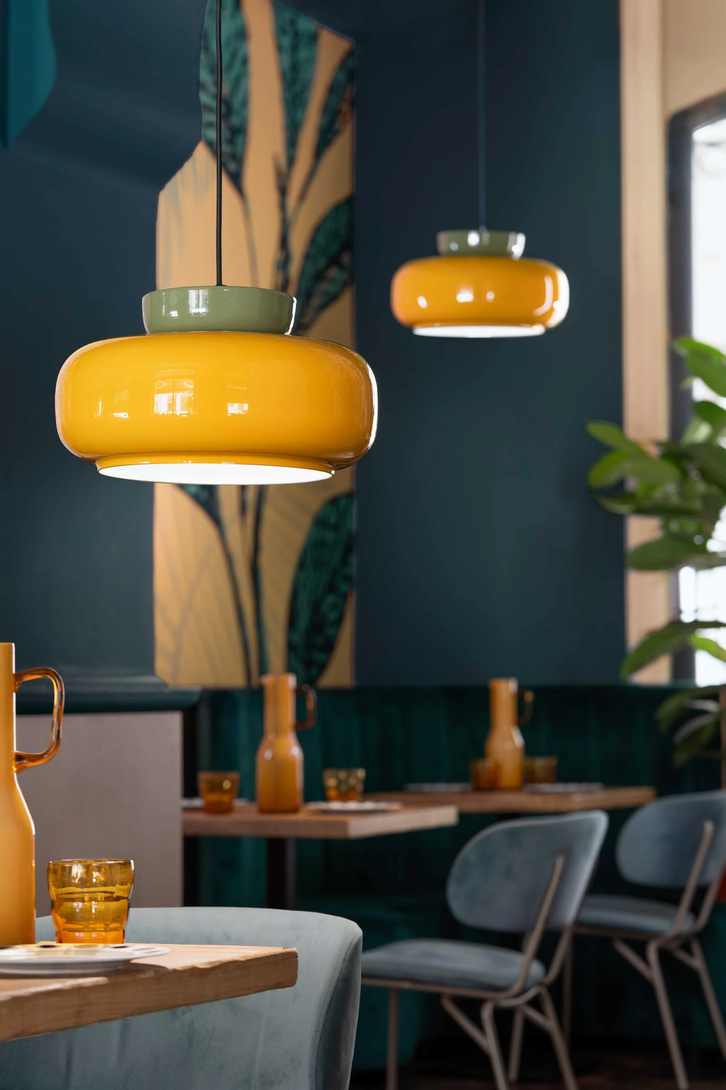 Lampa wisząca ceramiczna MARACANÀ żółty z szałwiowym - Image 2