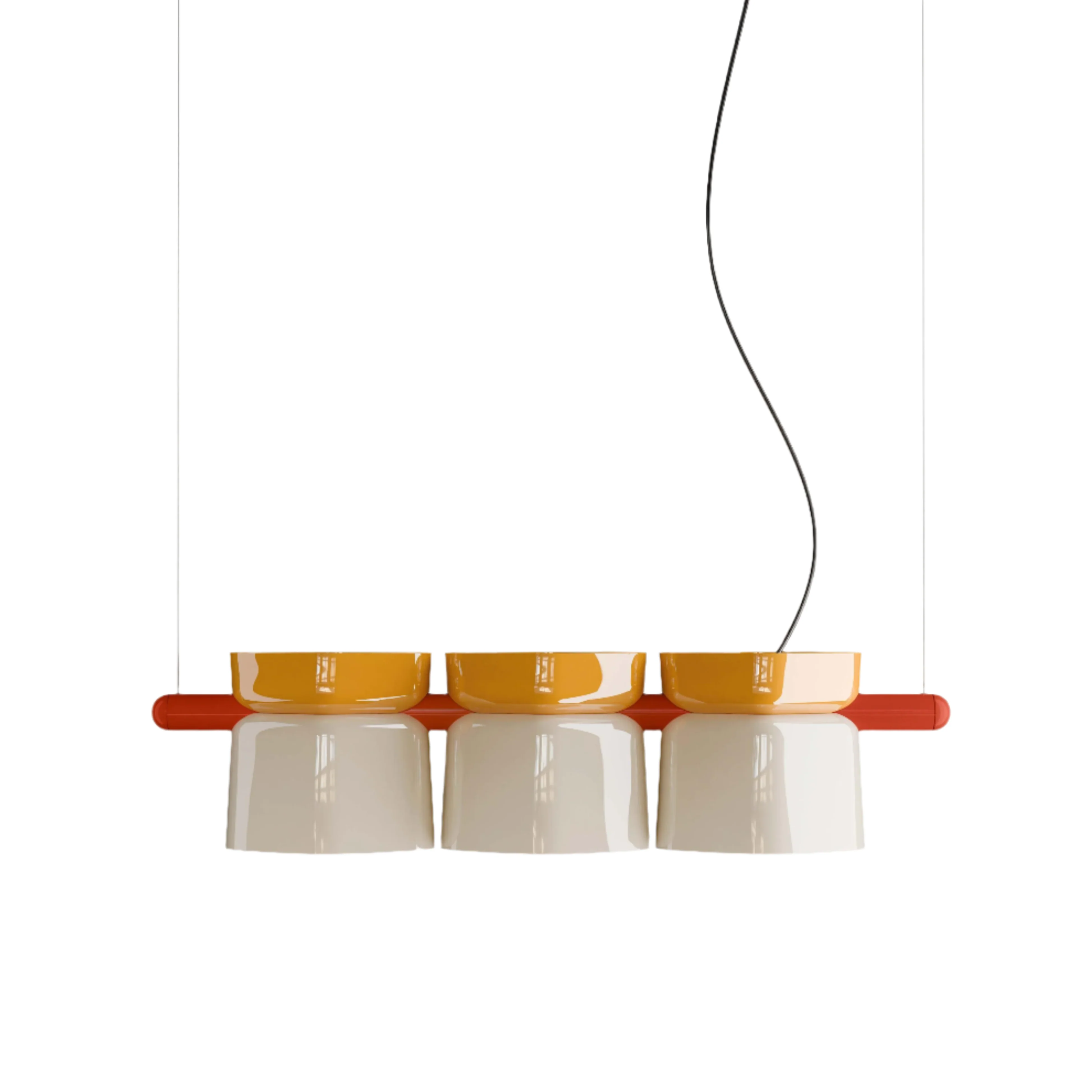 Lampa wisząca ceramiczna YAKITORI kremowy z żółtym i pomarańczowym