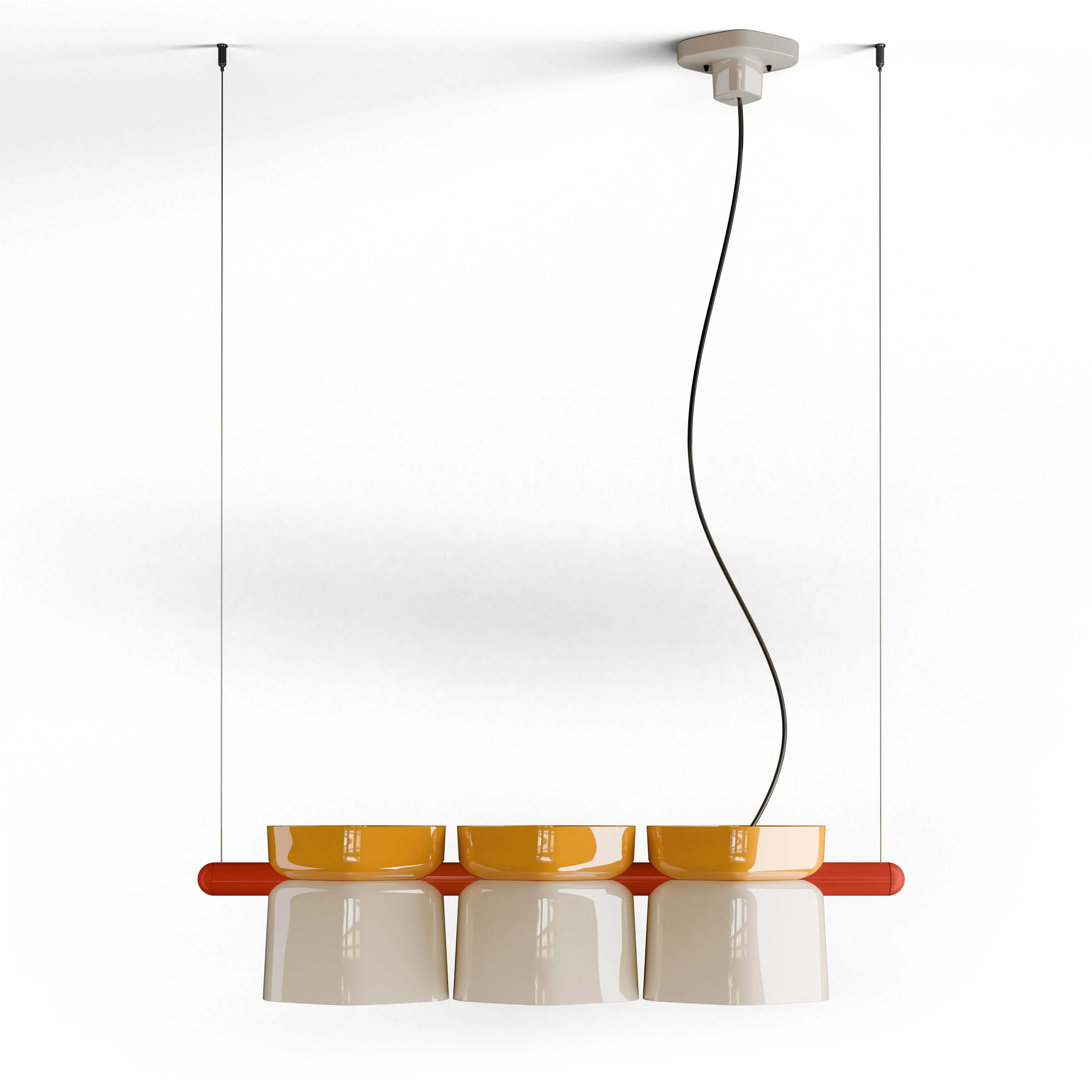 Lampa wisząca ceramiczna YAKITORI kremowy z żółtym i pomarańczowym - Image 3