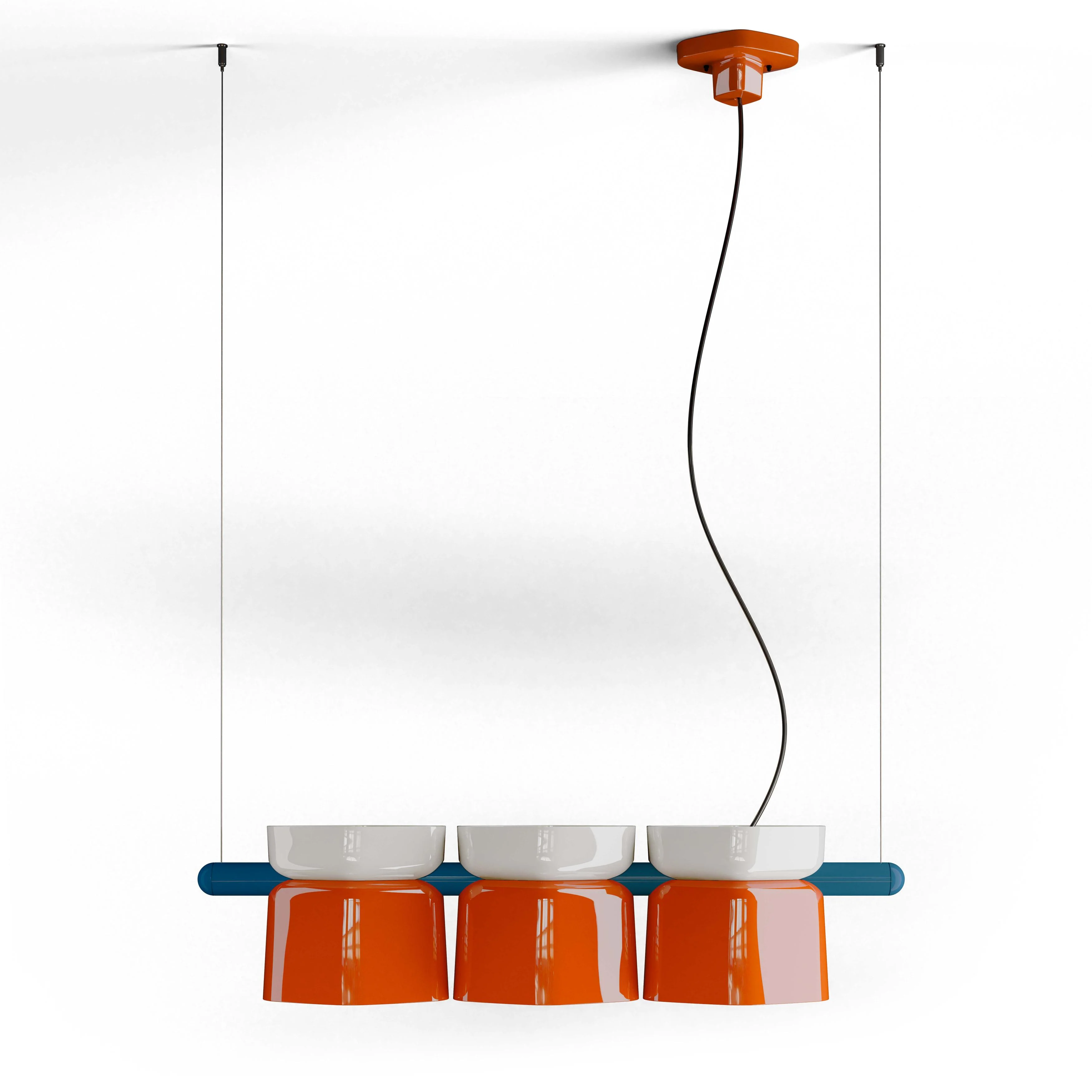 Lampa wisząca ceramiczna YAKITORI pomarańczowy z kremowym i kobaltowym - Image 3