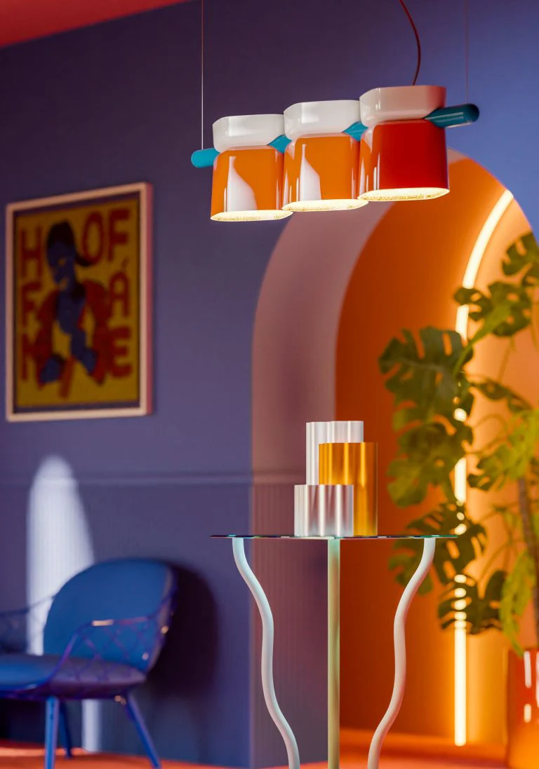 Lampa wisząca ceramiczna YAKITORI kobaltowy z beżowym i żółtym - Image 4