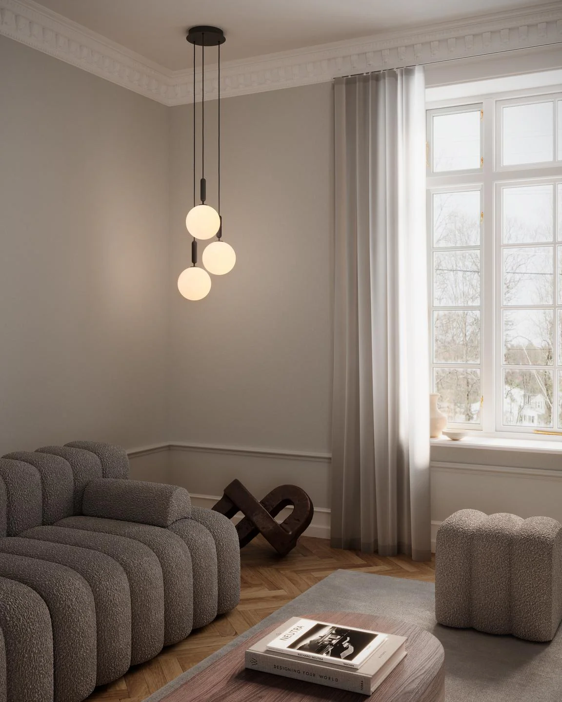 Lampa wisząca MIIRA 3 grafitowy z opalowym szkłem - Image 12