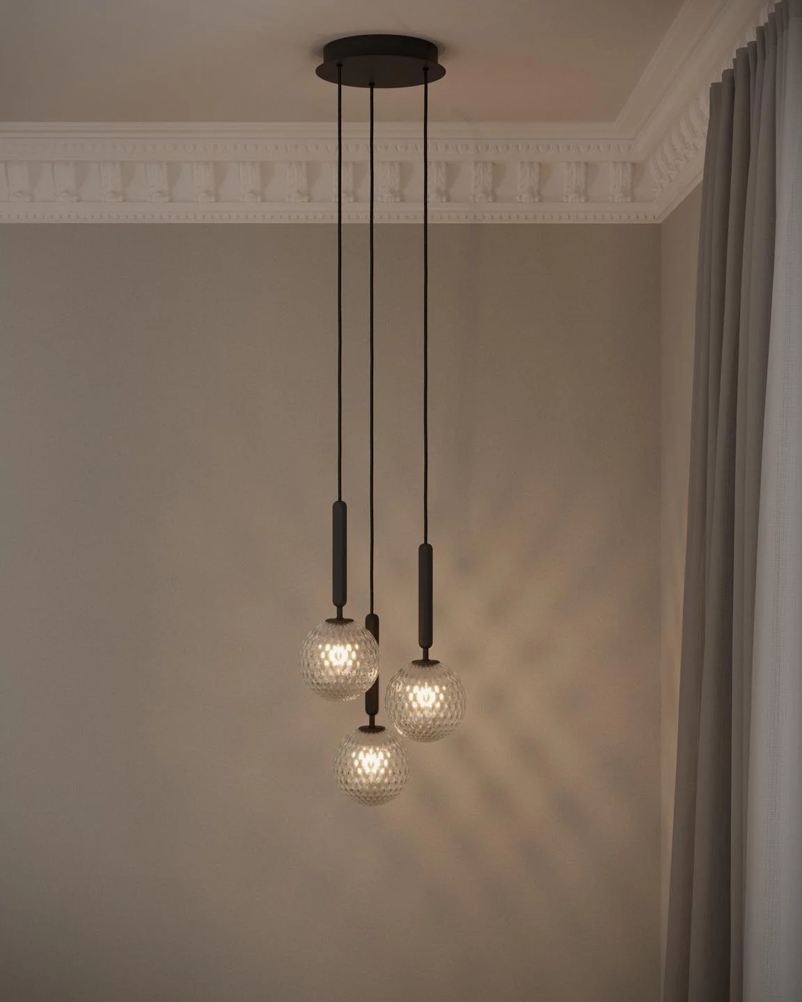 Lampa wisząca MIIRA 3 grafitowy z transparentnym szkłem - Image 3
