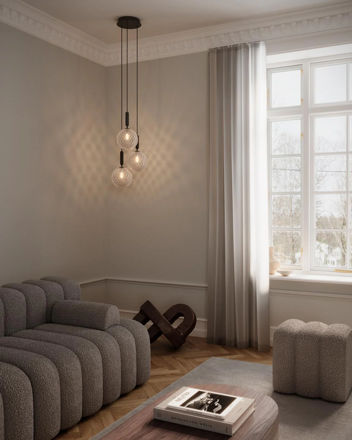 Lampa wisząca MIIRA 3 grafitowy z transparentnym szkłem - Image 6