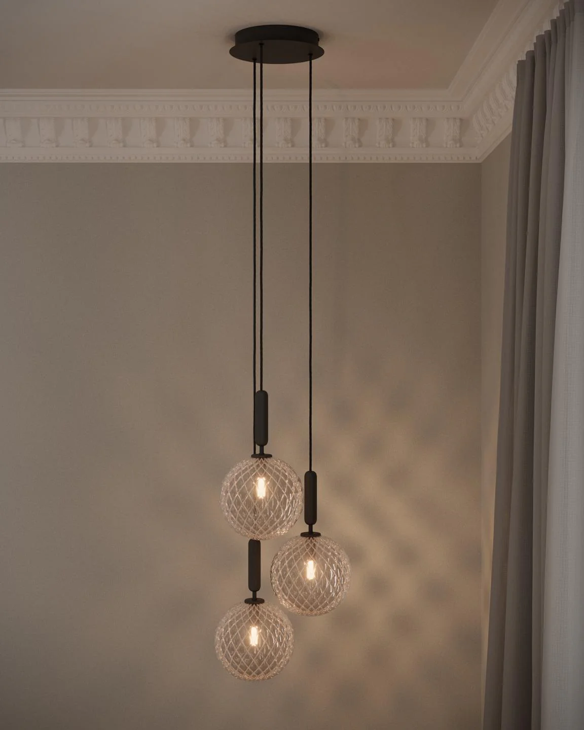 Lampa wisząca MIIRA 3 grafitowy z transparentnym szkłem - Image 7