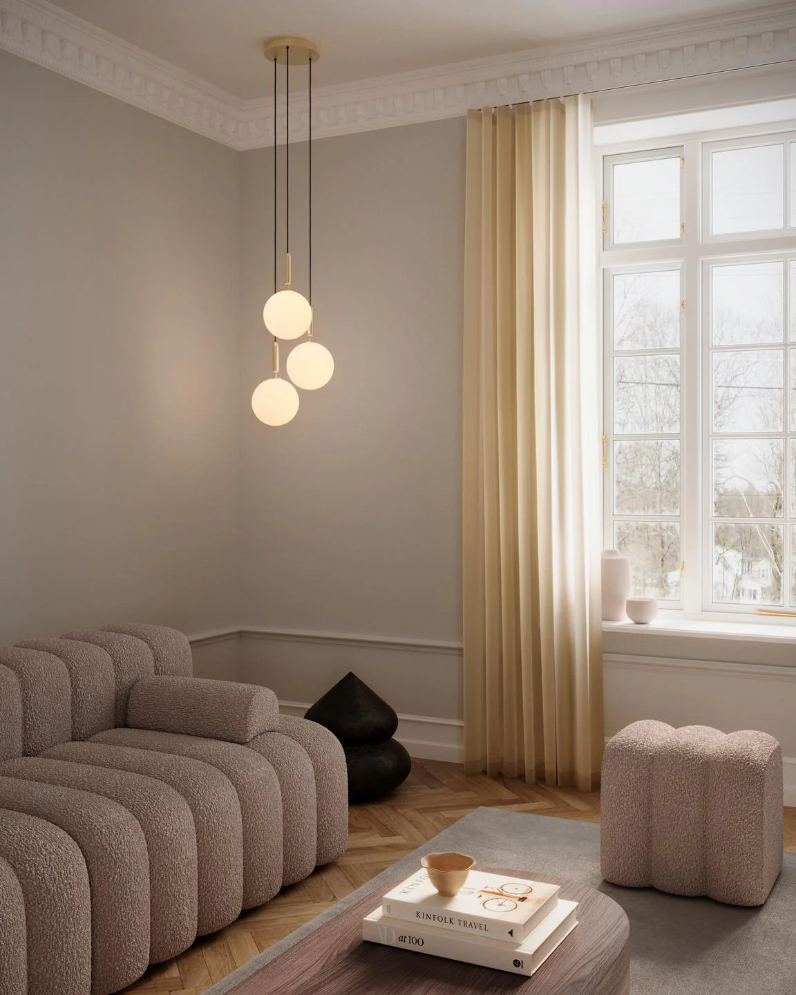 Lampa wisząca MIIRA 3 mosiężny z opalowym szkłem - Image 6