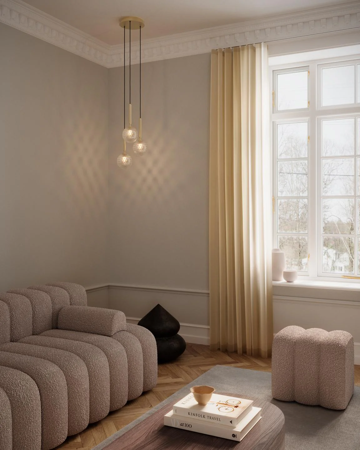 Lampa wisząca MIIRA 3 mosiężny z transparentnym szkłem - Image 3