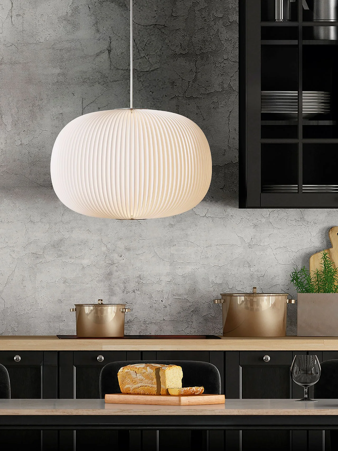 Lampa wisząca MODEL 132 LAMELLA 1 biały ze złotym wykończeniem - Image 2