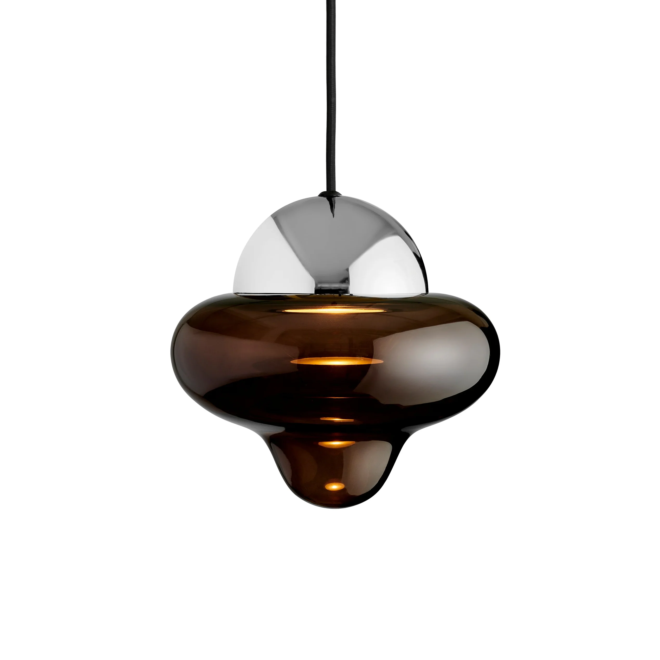 Lampa wisząca NUTTY szkło brązowe ze srebrnym wykończeniem