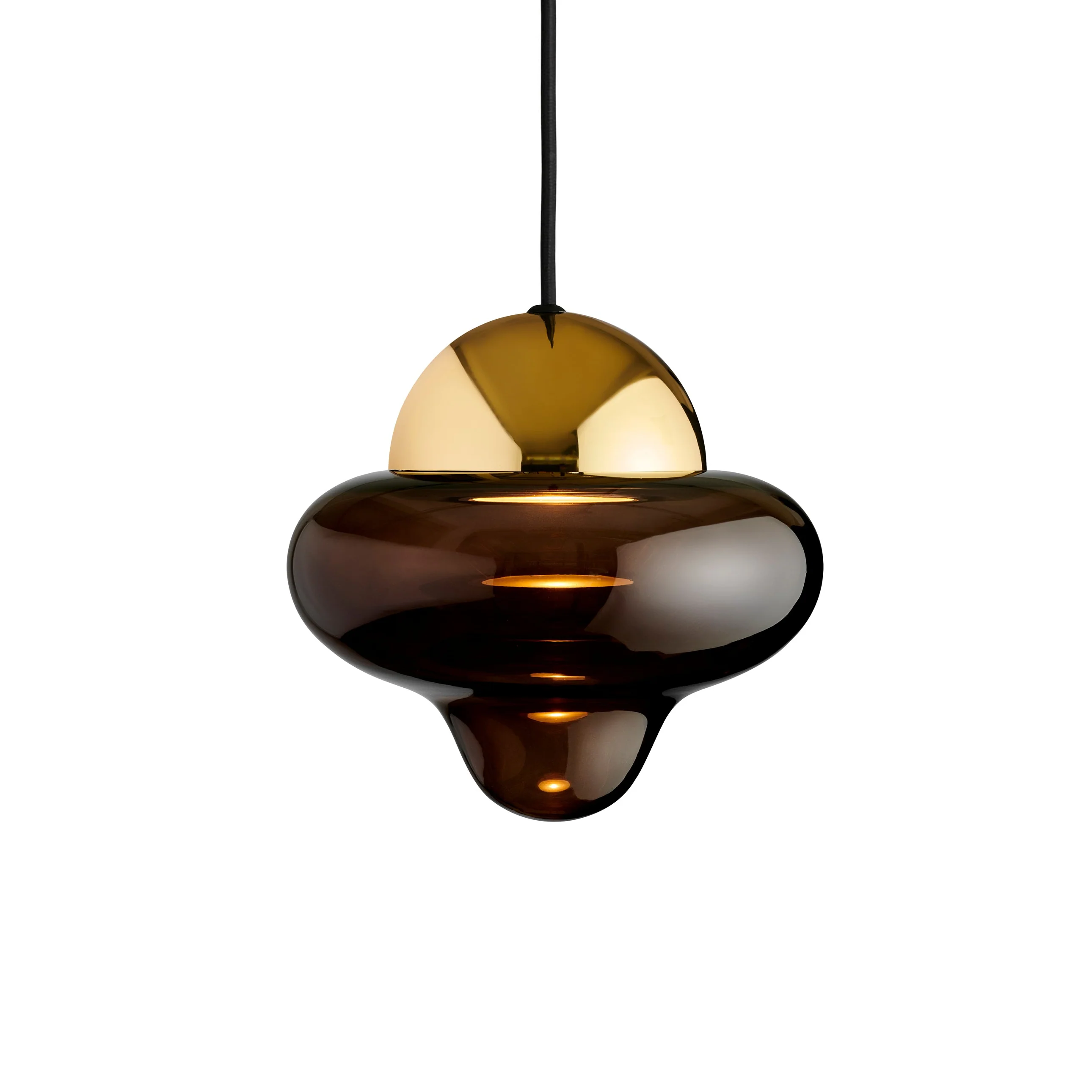 Lampa wisząca NUTTY szkło brązowe ze złotym wykończeniem