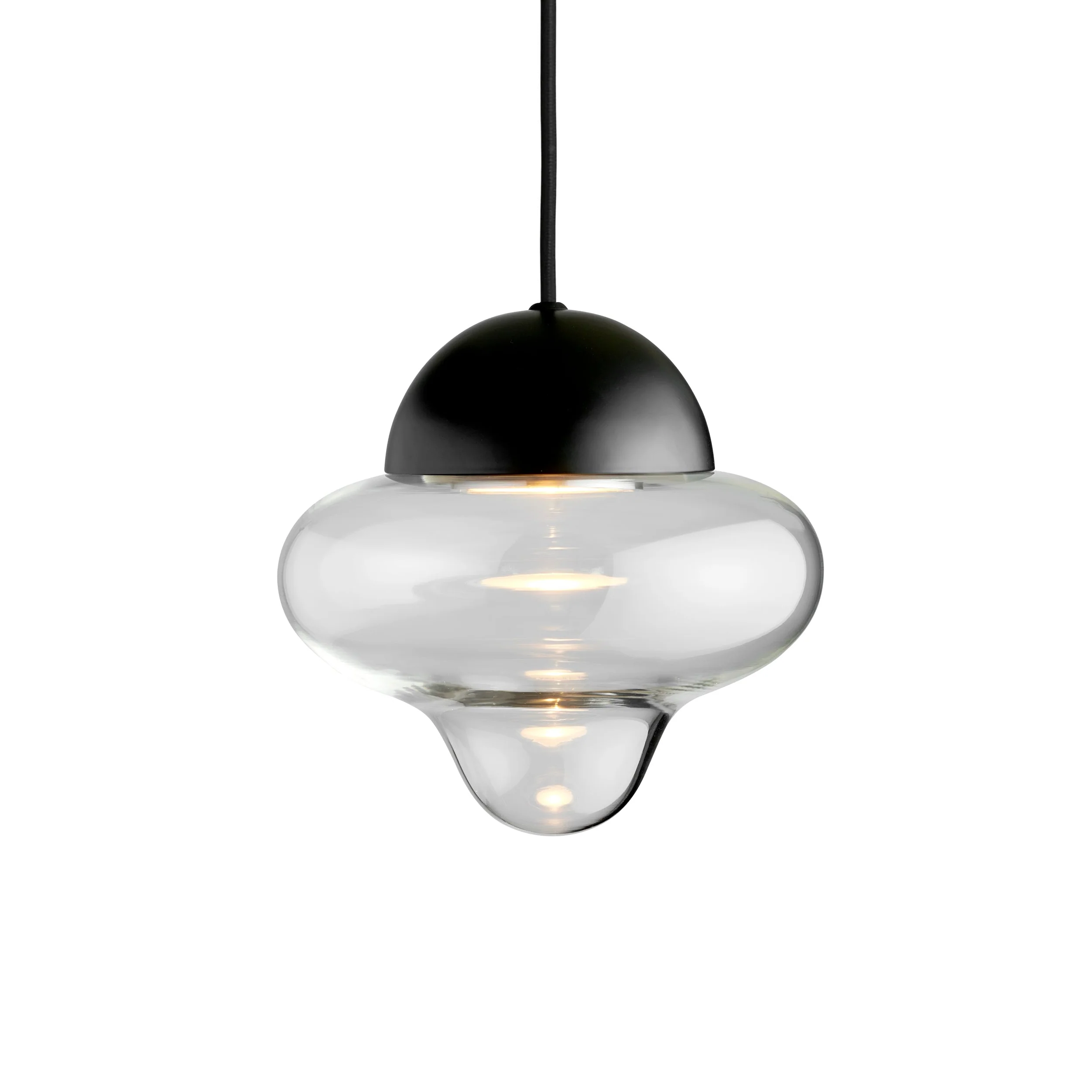 Lampa wisząca NUTTY szkło transparentne z czarnym wykończeniem