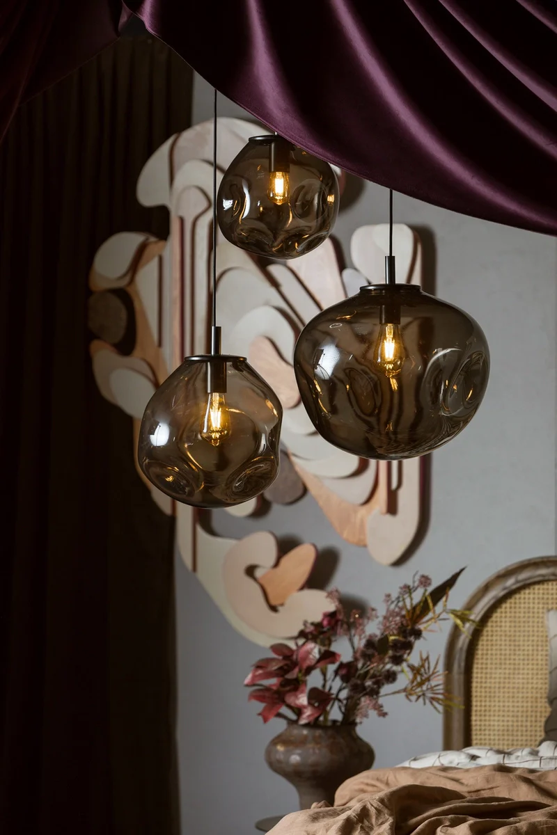 Lampa wisząca trzypunktowa AVIA 3 dymiony czarny z czarnym wykończeniem - Image 2