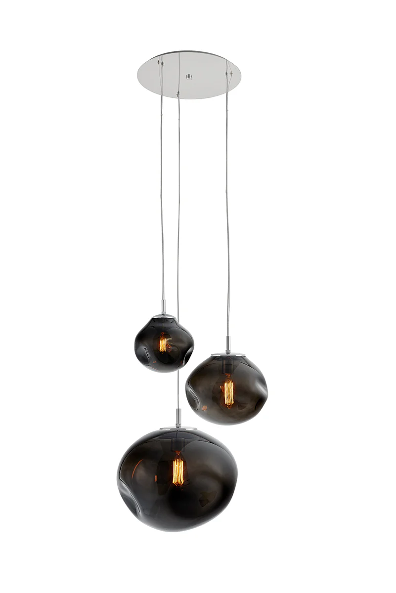 Lampa wisząca trzypunktowa AVIA 3 dymiony czarny ze srebrnym wykończeniem - Image 3