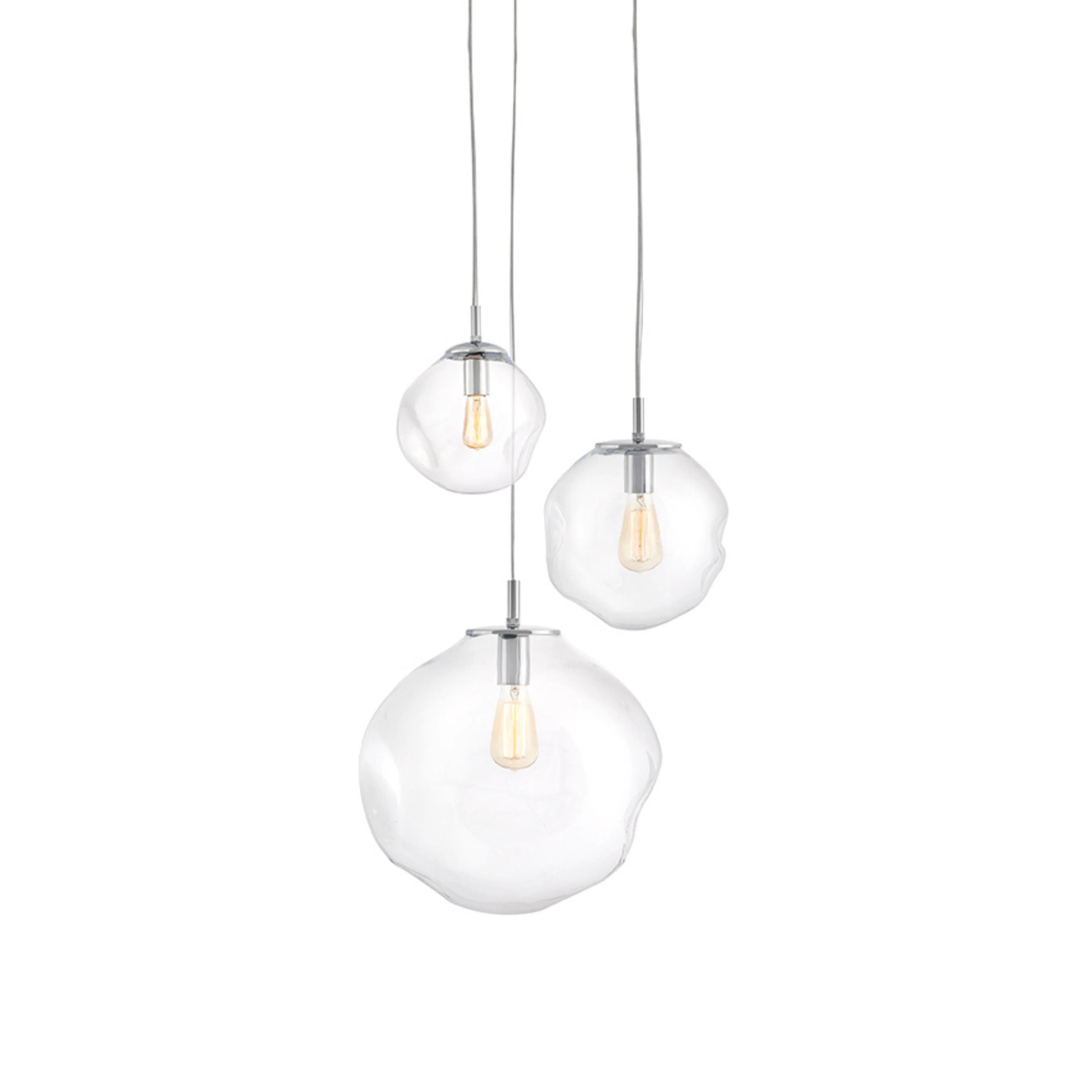 Lampa wisząca trzypunktowa AVIA 3 transparentny ze srebrnym wykończeniem