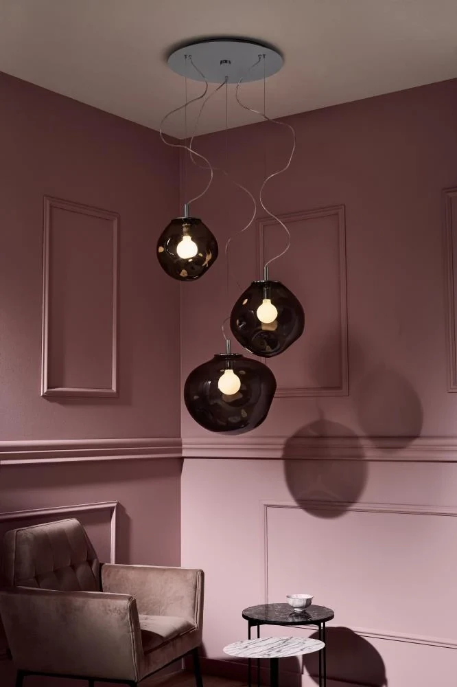 Lampa wisząca trzypunktowa AVIA 3 transparentny ze srebrnym wykończeniem - Image 2