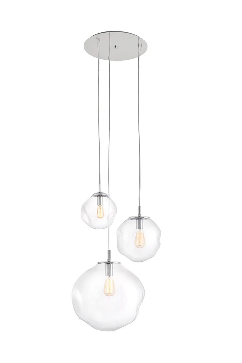 Lampa wisząca trzypunktowa AVIA 3 transparentny ze srebrnym wykończeniem - Image 3