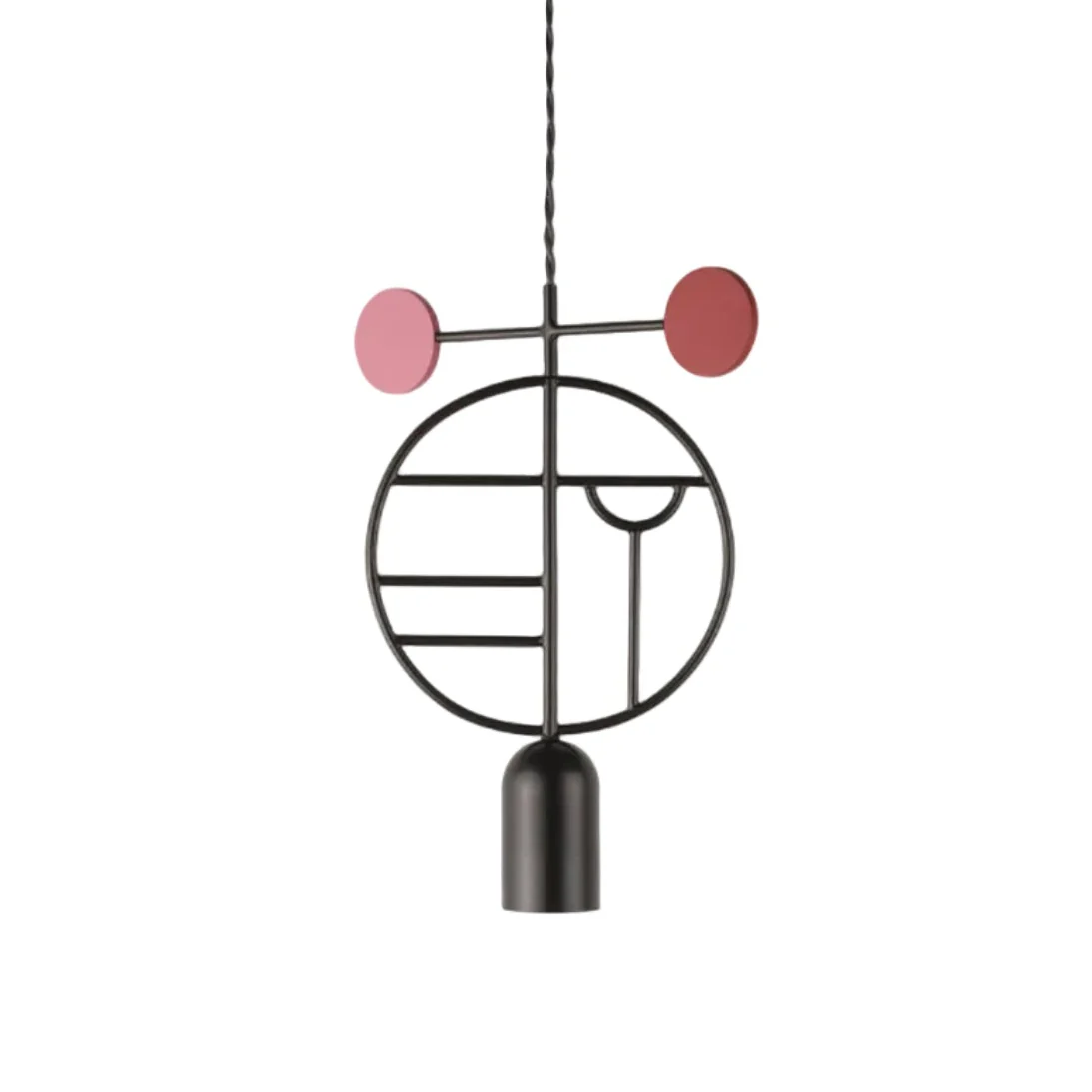 Lampa wisząca WOODEN DOTS WD06 grafitowy z czerwonym i różowym