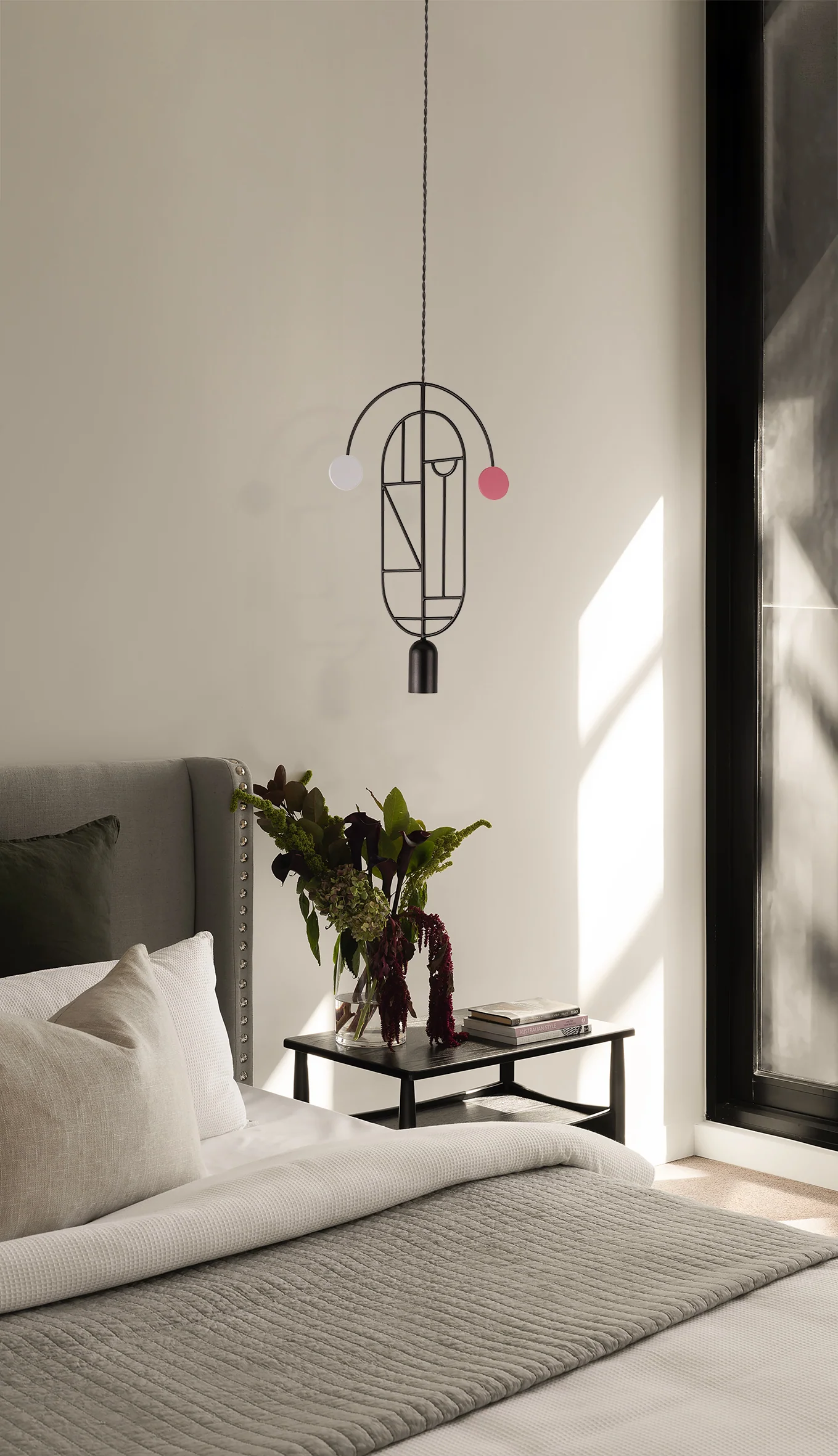 Lampa wisząca WOODEN DOTS WD07 grafitowy z czerwonym i białym - Image 4