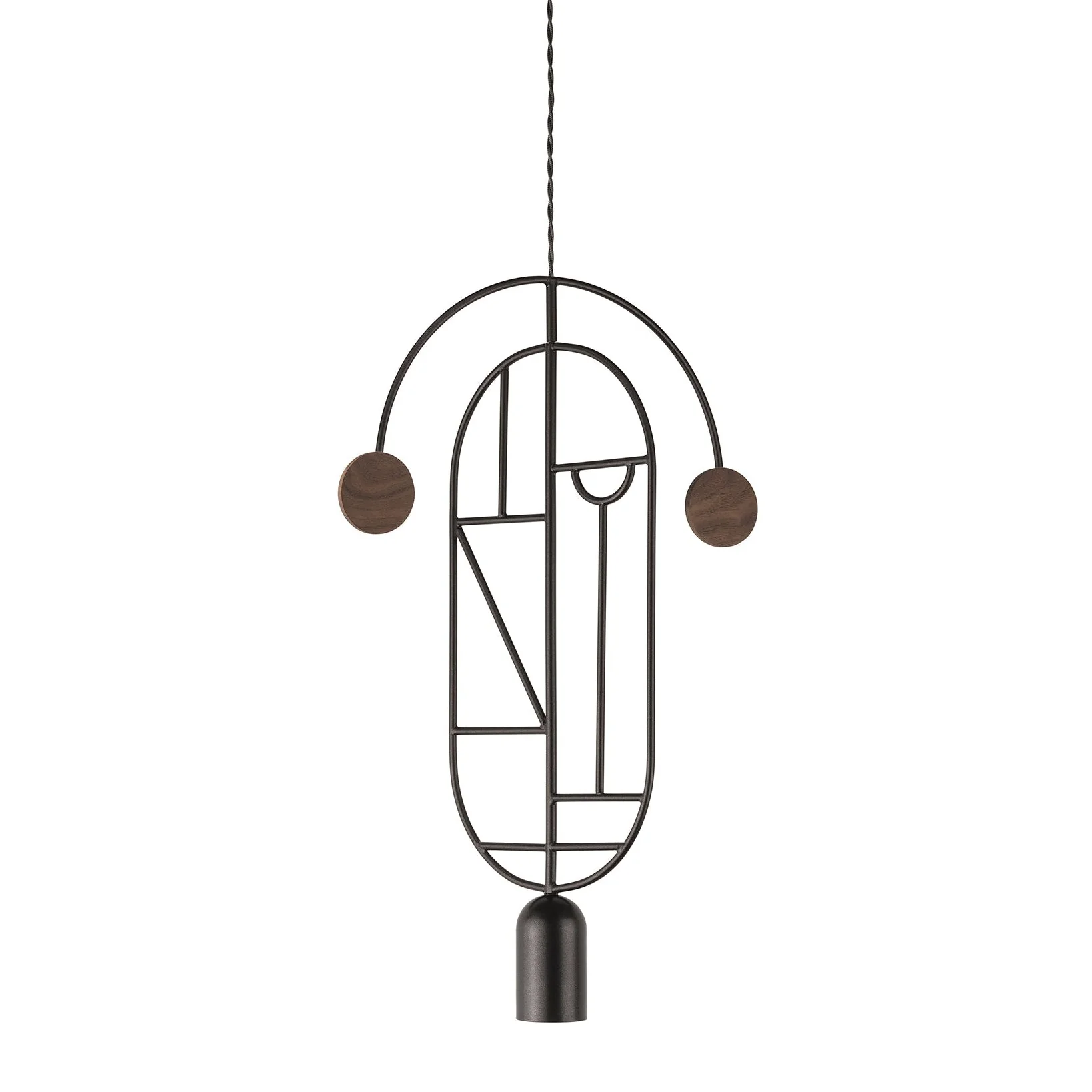 Lampa wisząca WOODEN DOTS WD07 grafitowy z drewnem orzechowym