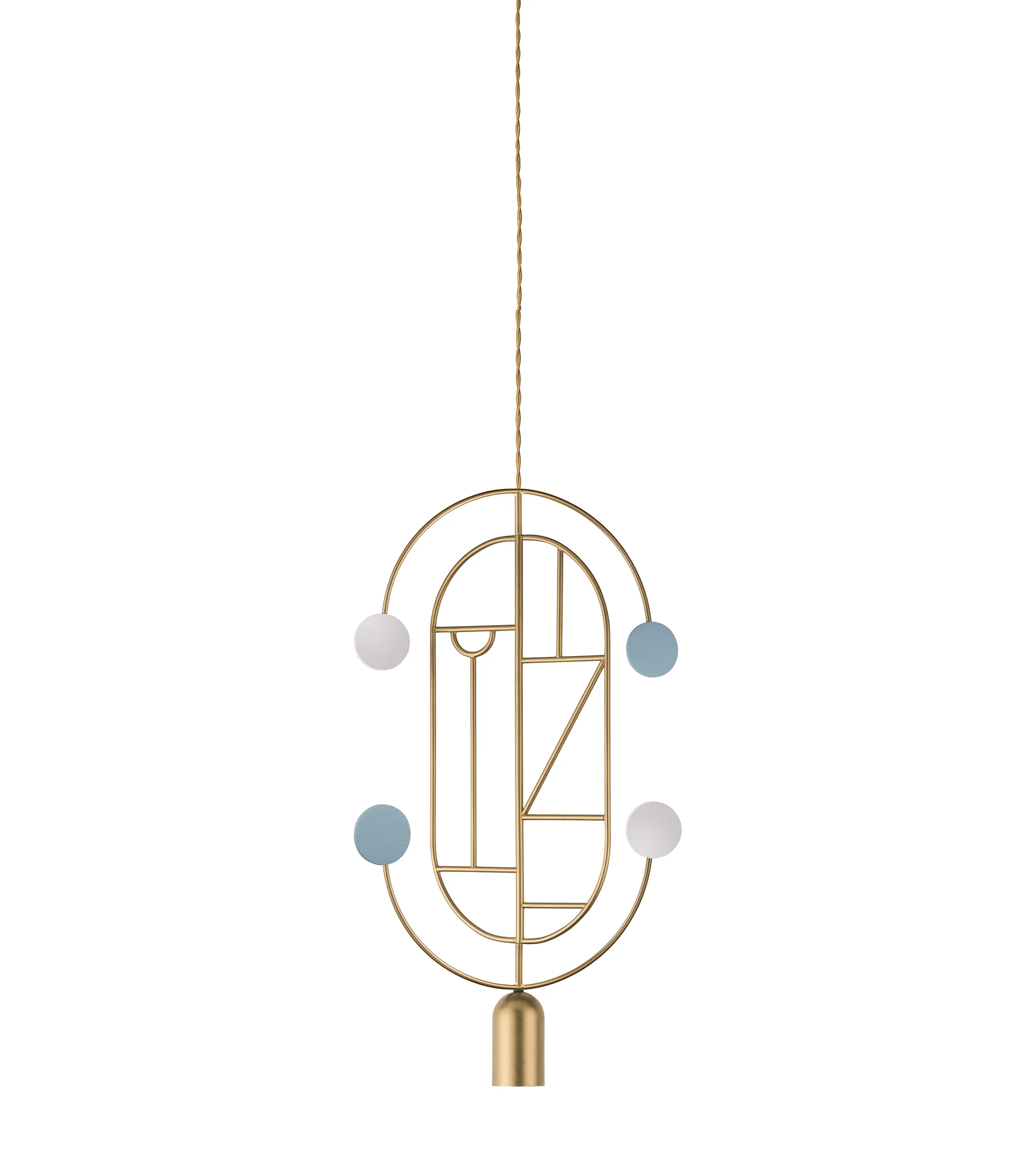 Lampa wisząca WOODEN DOTS WDS04 mosiężny z białym i niebieskim - Image 3