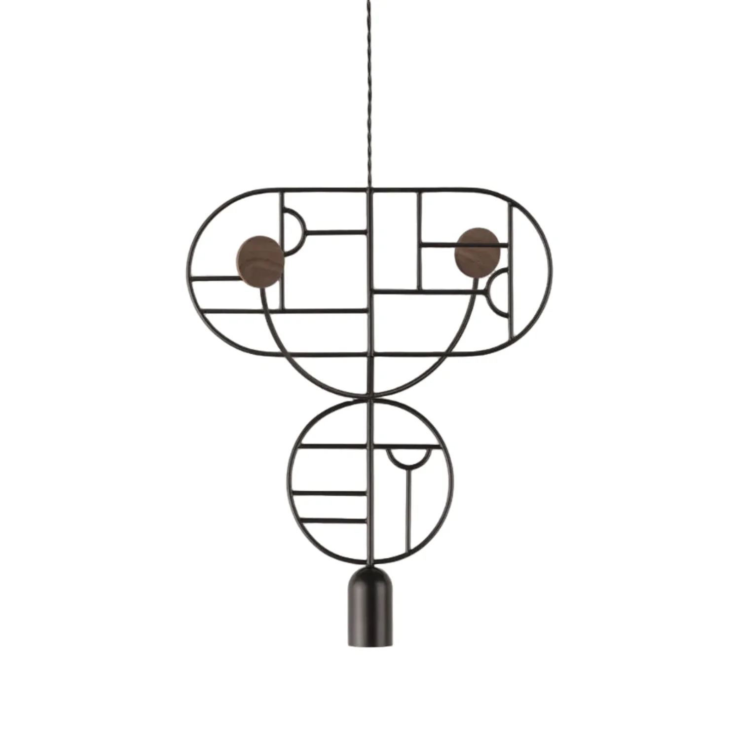 Lampa wisząca WOODEN DOTS WDS07 grafitowy z drewnem orzechowym
