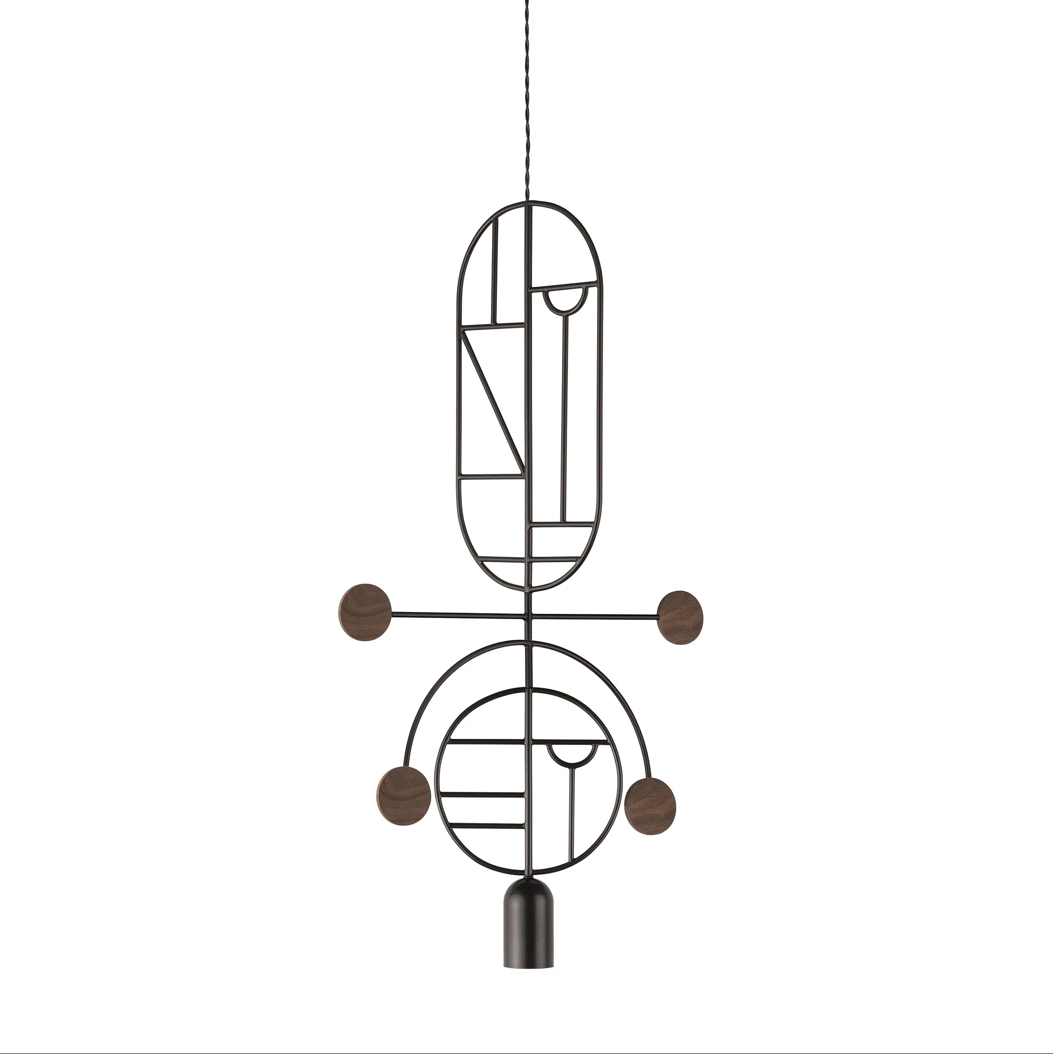 Lampa wisząca WOODEN DOTS WDS08 grafitowy z drewnem orzechowym