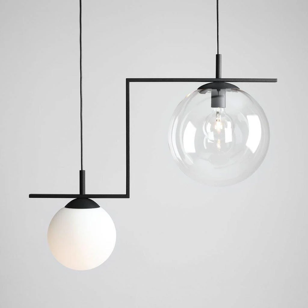 Lampa wisząca ZAC DUO czarny z białym i przezroczystym kloszem - Image 4