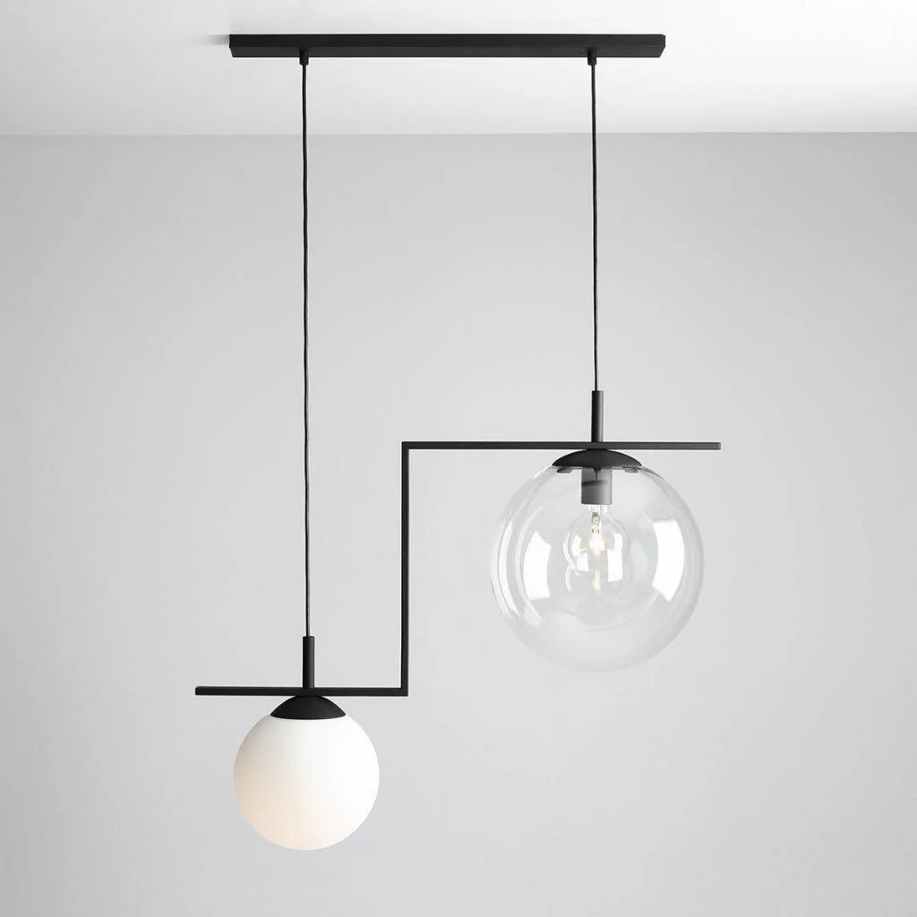 Lampa wisząca ZAC DUO czarny z białym i przezroczystym kloszem - Image 5