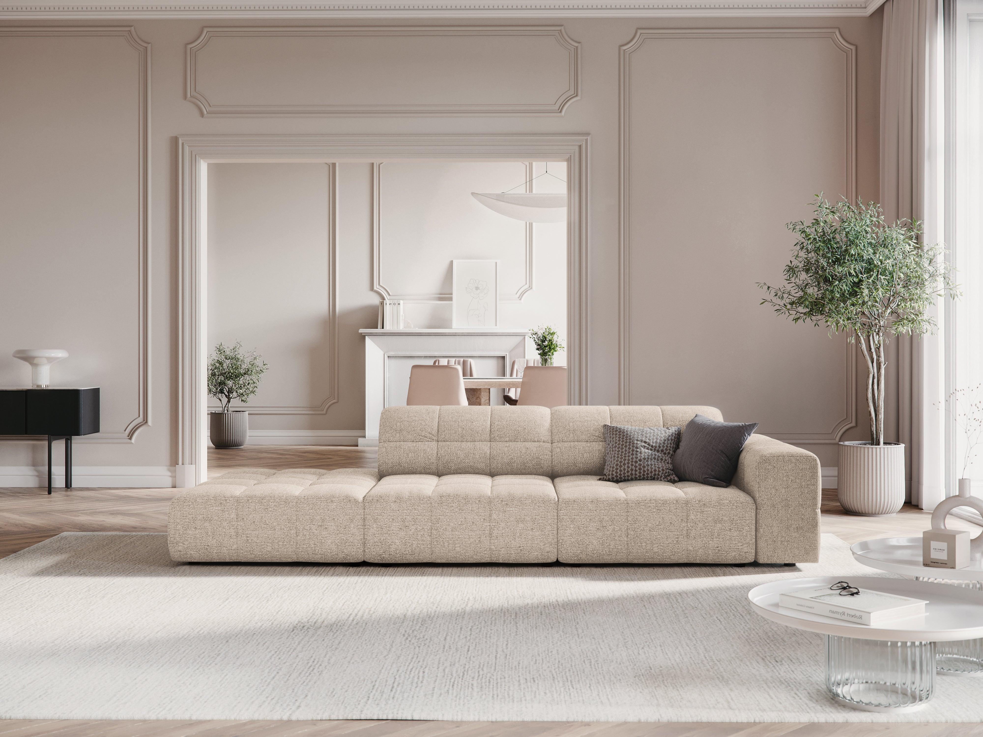 Sofa lewostronna 3-osobowa CHICAGO beżowy szenil - Image 8