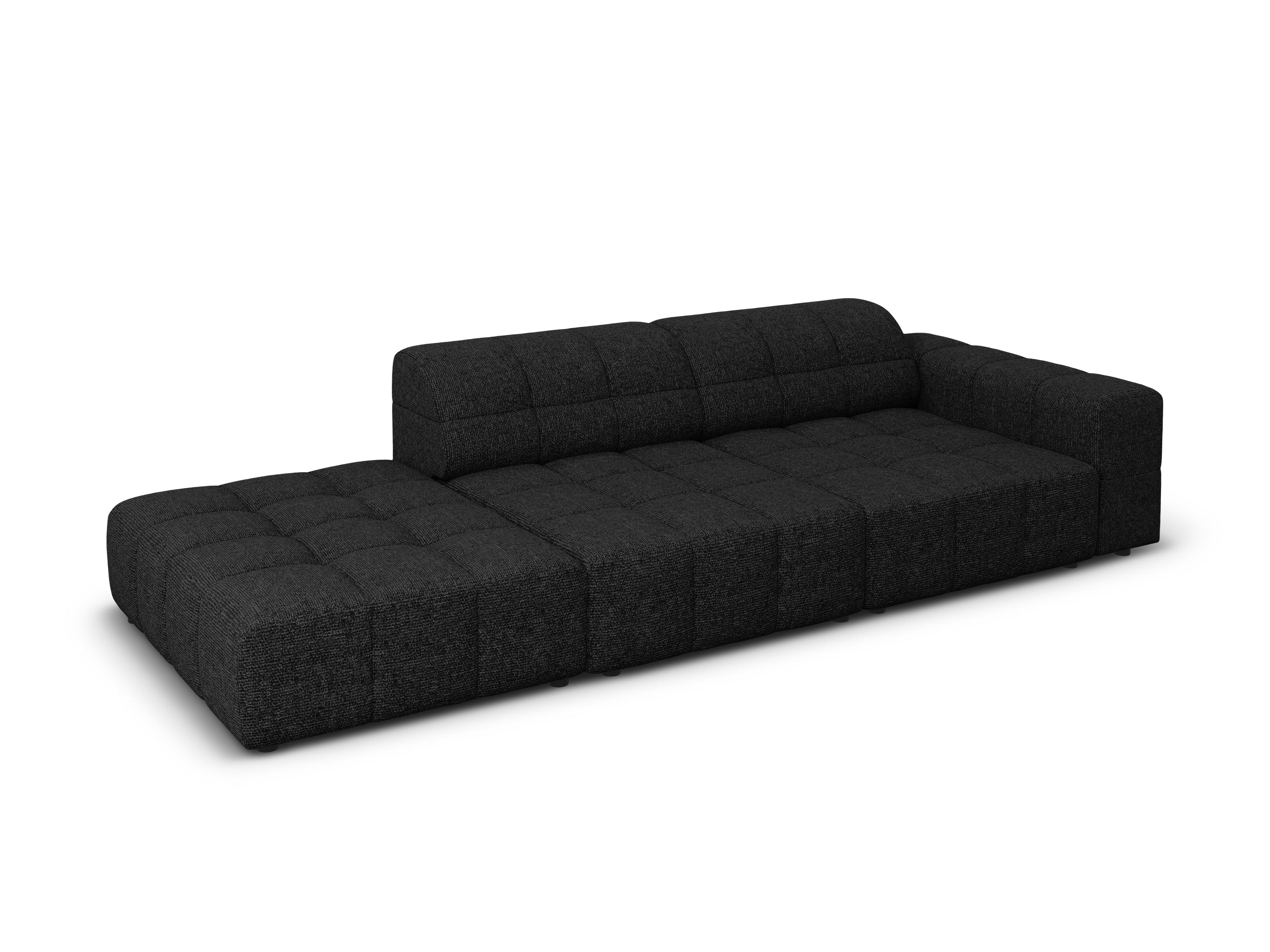 Sofa lewostronna 3-osobowa CHICAGO czarny szenil
