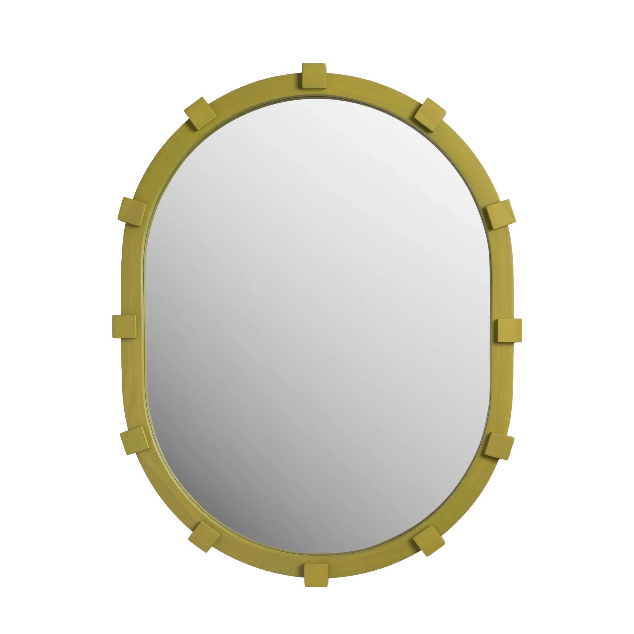 Lustro owalne CHUNK zielone drewno