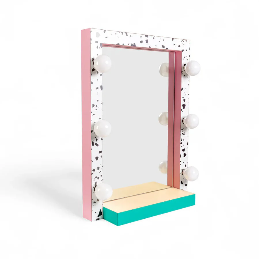 Lustro SUPERMIRROR TERRAZZO biały z różowym i turkusowym