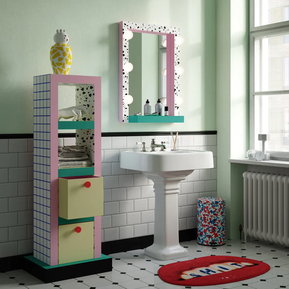 Lustro SUPERMIRROR TERRAZZO biały z różowym i turkusowym - Image 2
