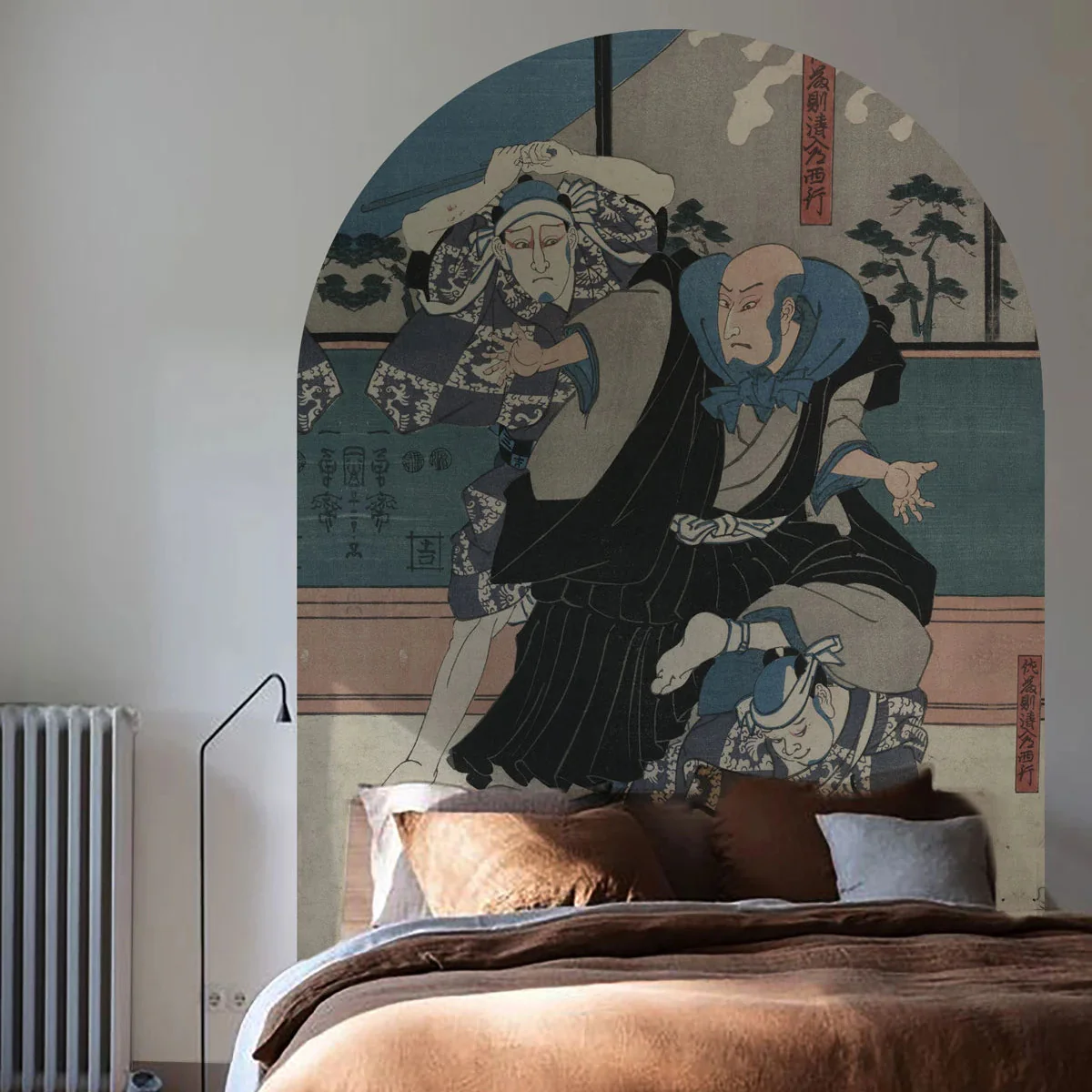 Mural flizelinowy w kształcie łuku ZEN WARRIORS ciemnoniebieski