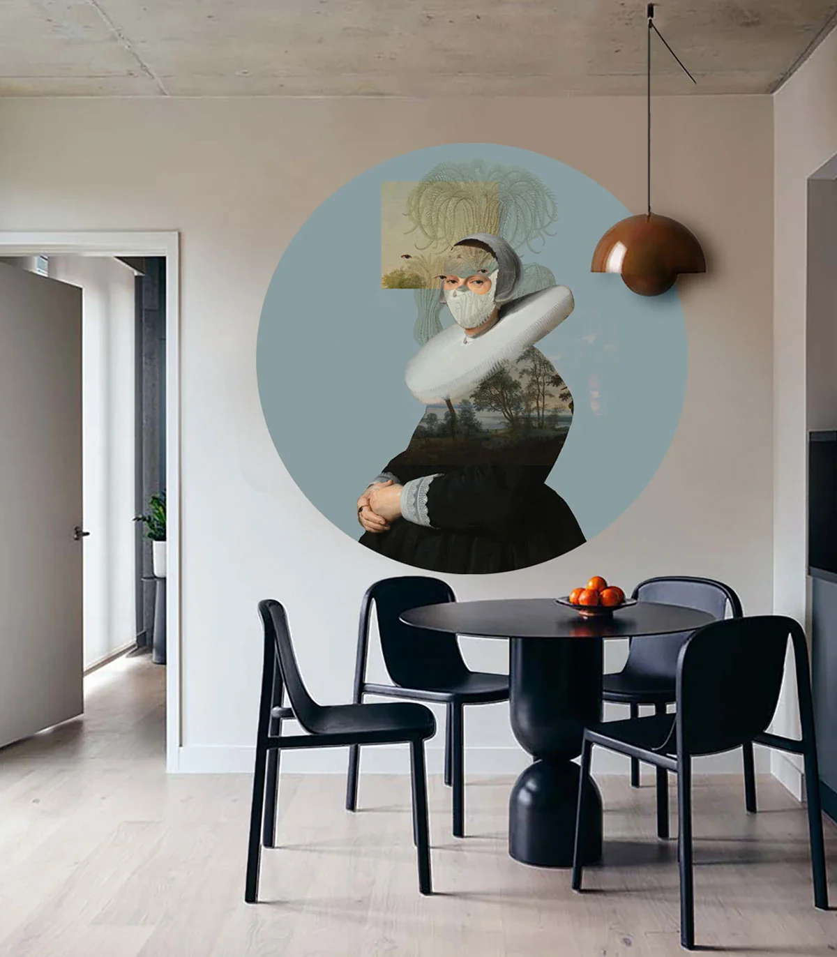 Mural w kształcie koła DOTS - LANDSCAPE MUSE niebieski - Image 2