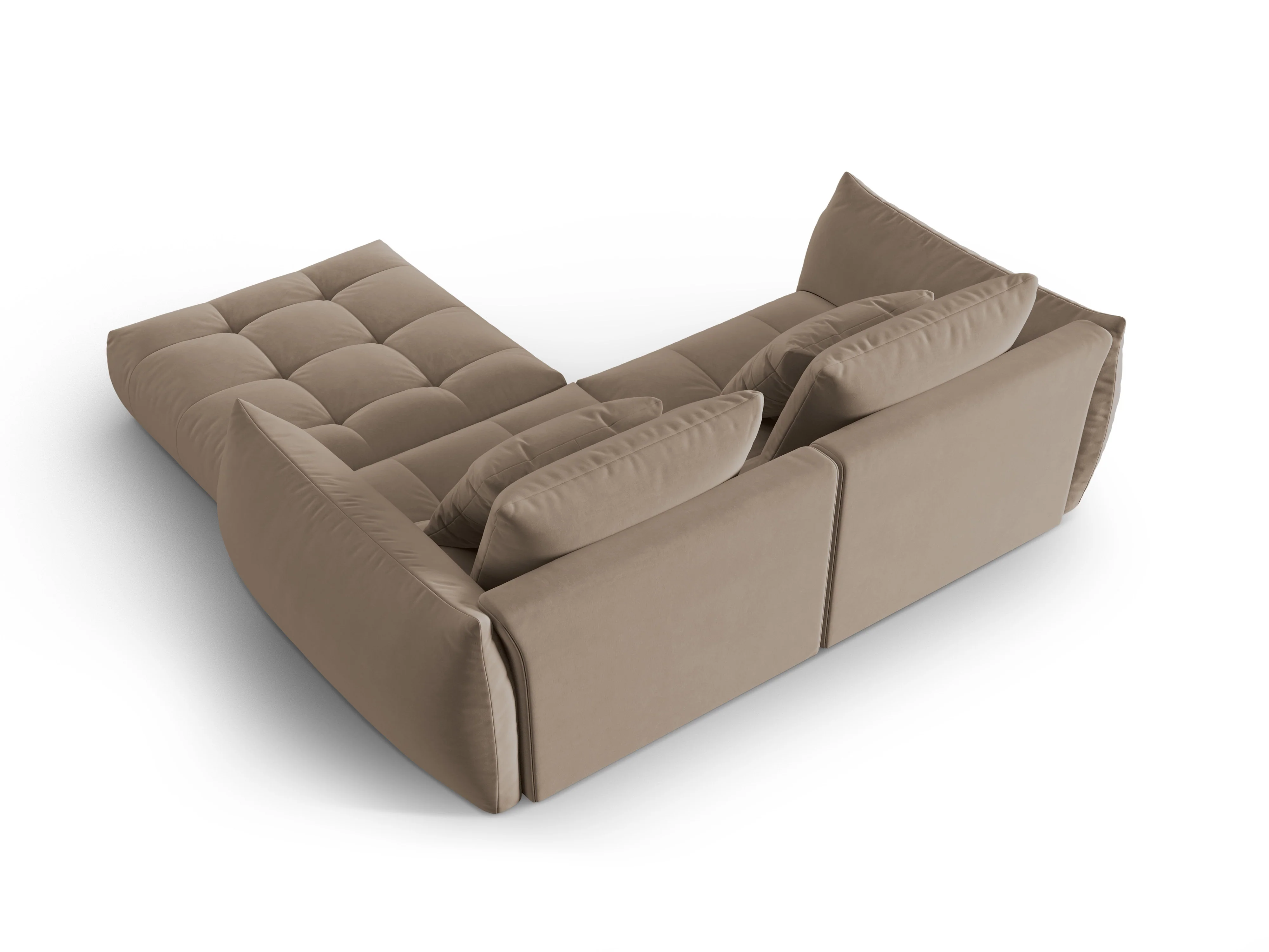 Narożnik aksamitny modułowy 3-osobowy BLOOM jasnobrązowy - Image 4