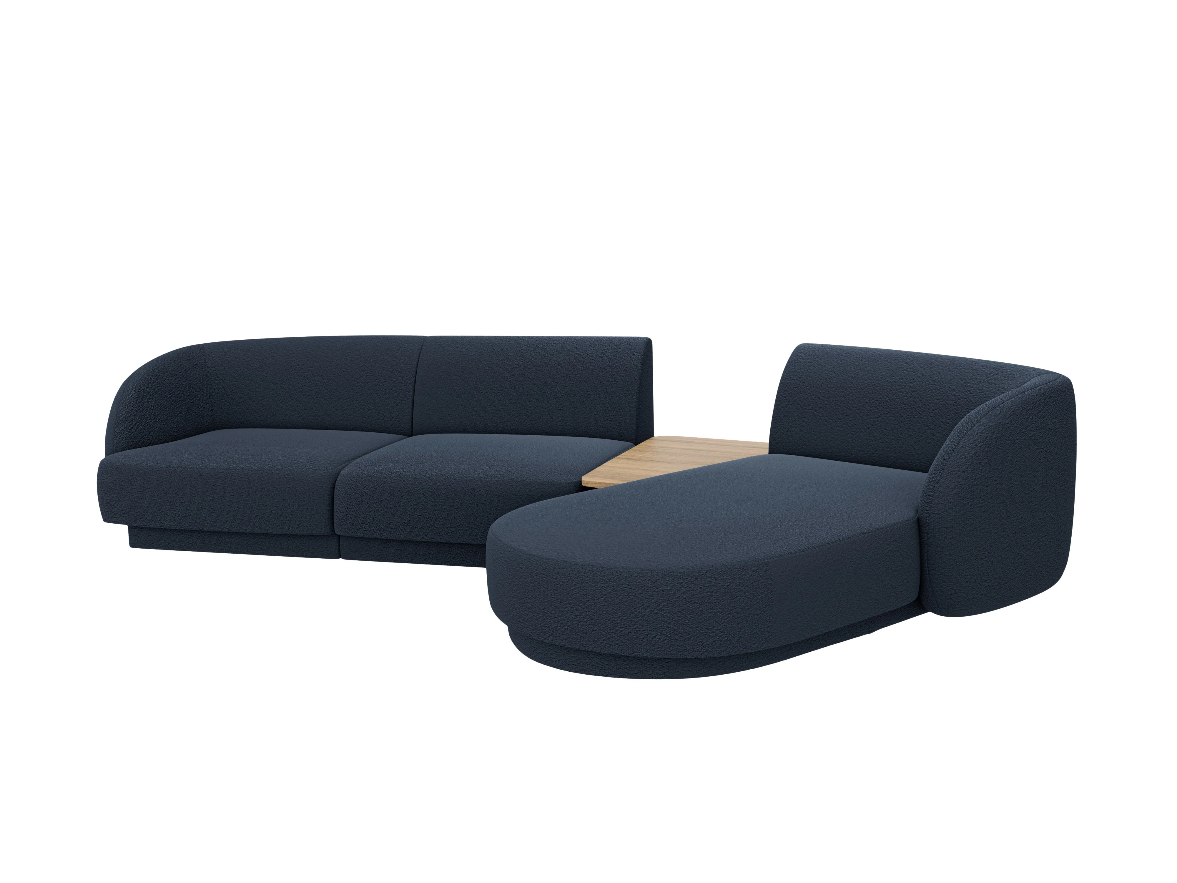 Narożnik modułowy ze stolikiem 3-osobowy prawostronny MILEY ciemnoniebieski boucle - Image 4