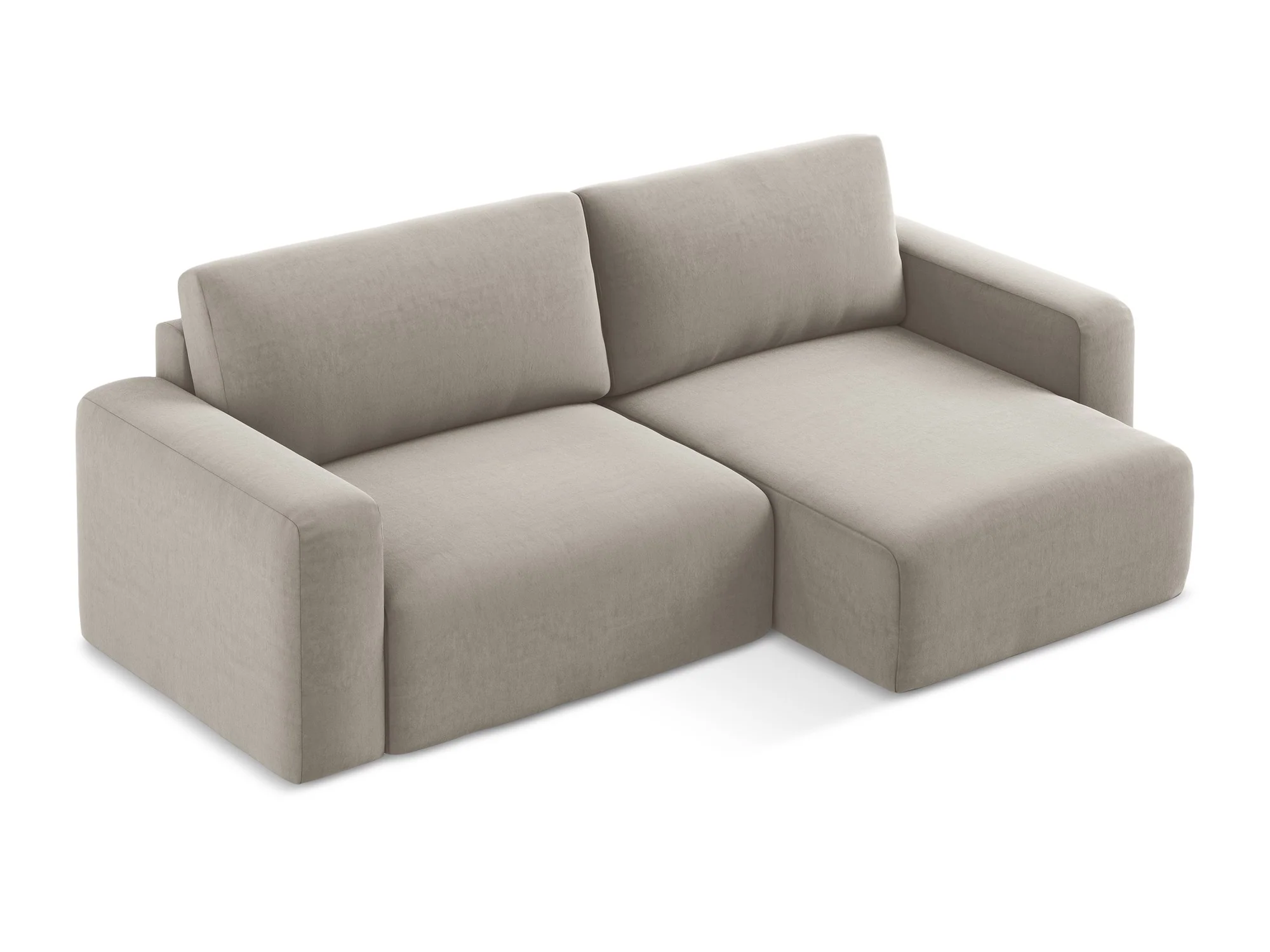 Narożnik aksamitny prawostronny z funkcją spania KONA taupe - Image 5