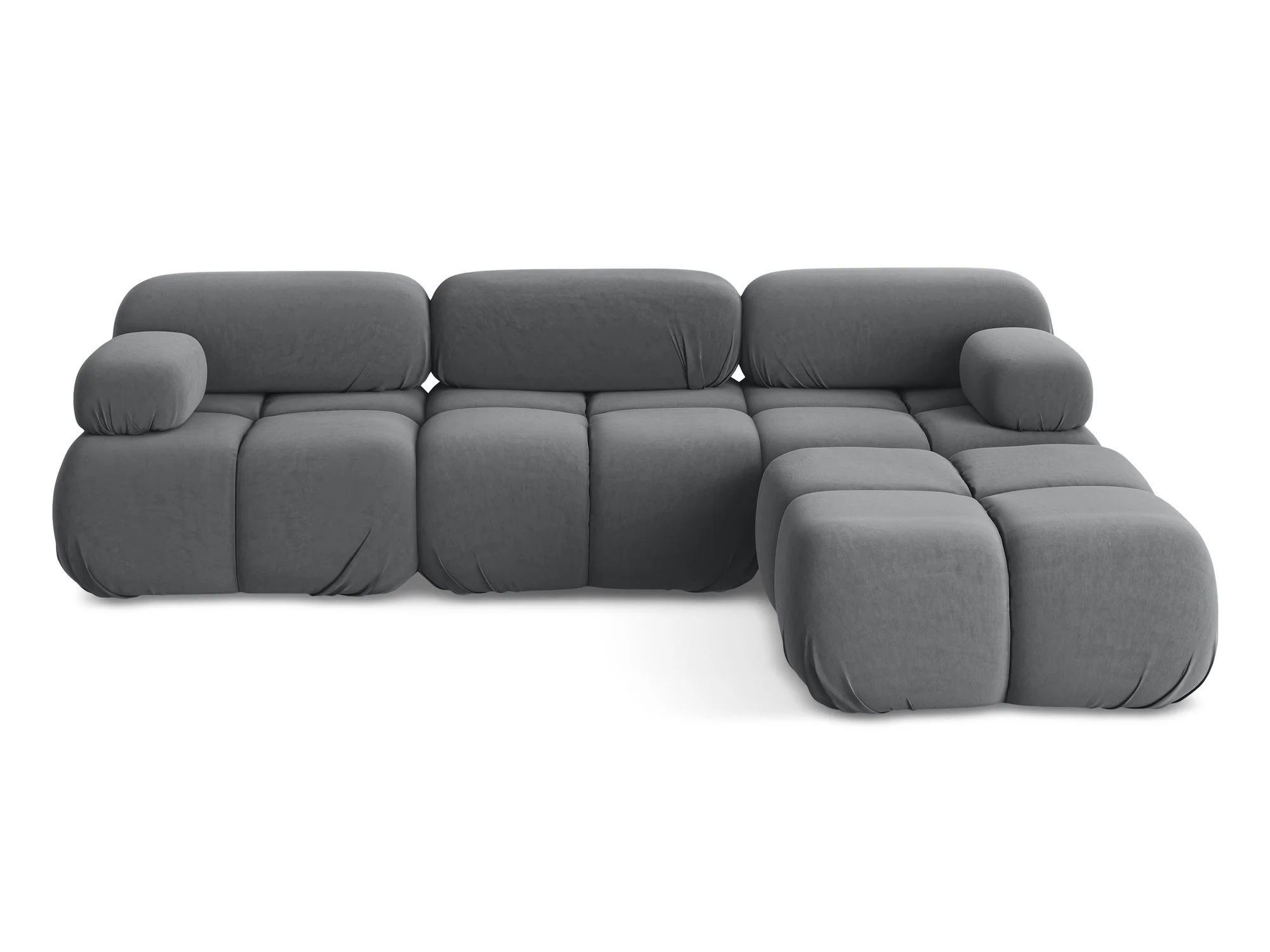 Narożnik modułowy aksamitny uniwersalny LOKUA stalowy szary - Image 3