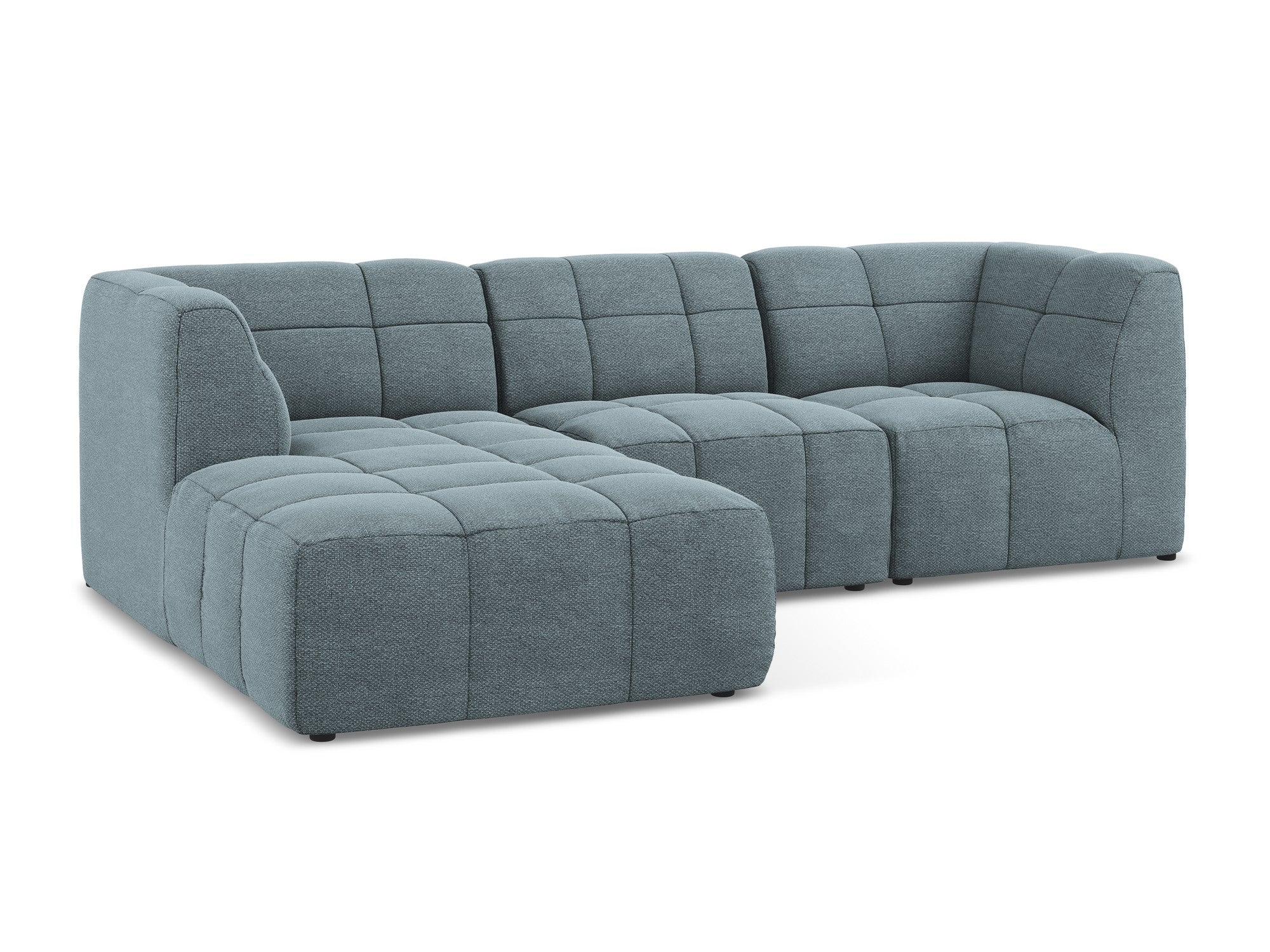 Narożnik modułowy lewostronny 3-osobowy ALOHA dżinsowy niebieski boucle - Image 4
