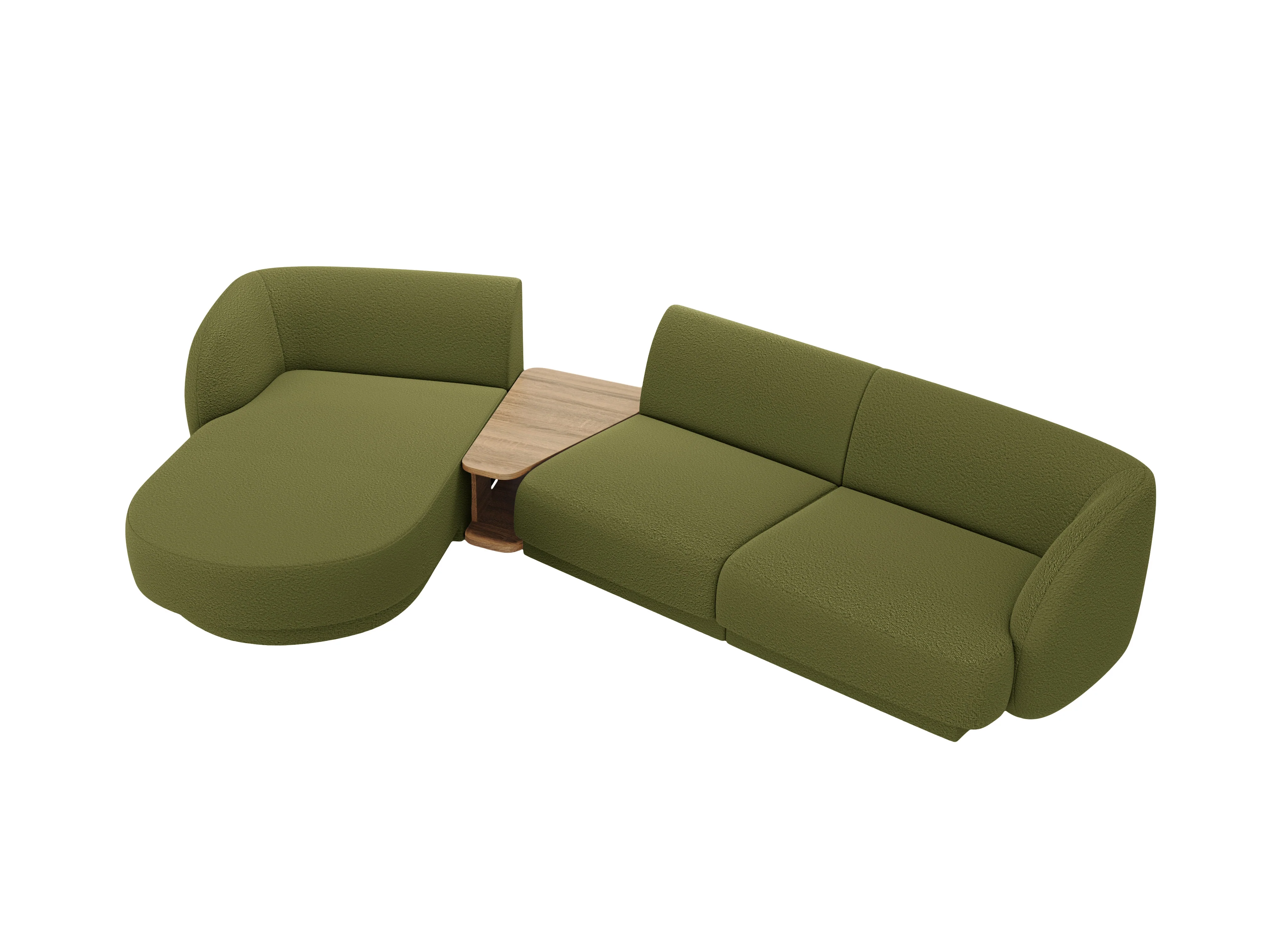 Narożnik modułowy ze stolikiem 3-osobowy lewostronny MILEY zielony boucle - Image 3