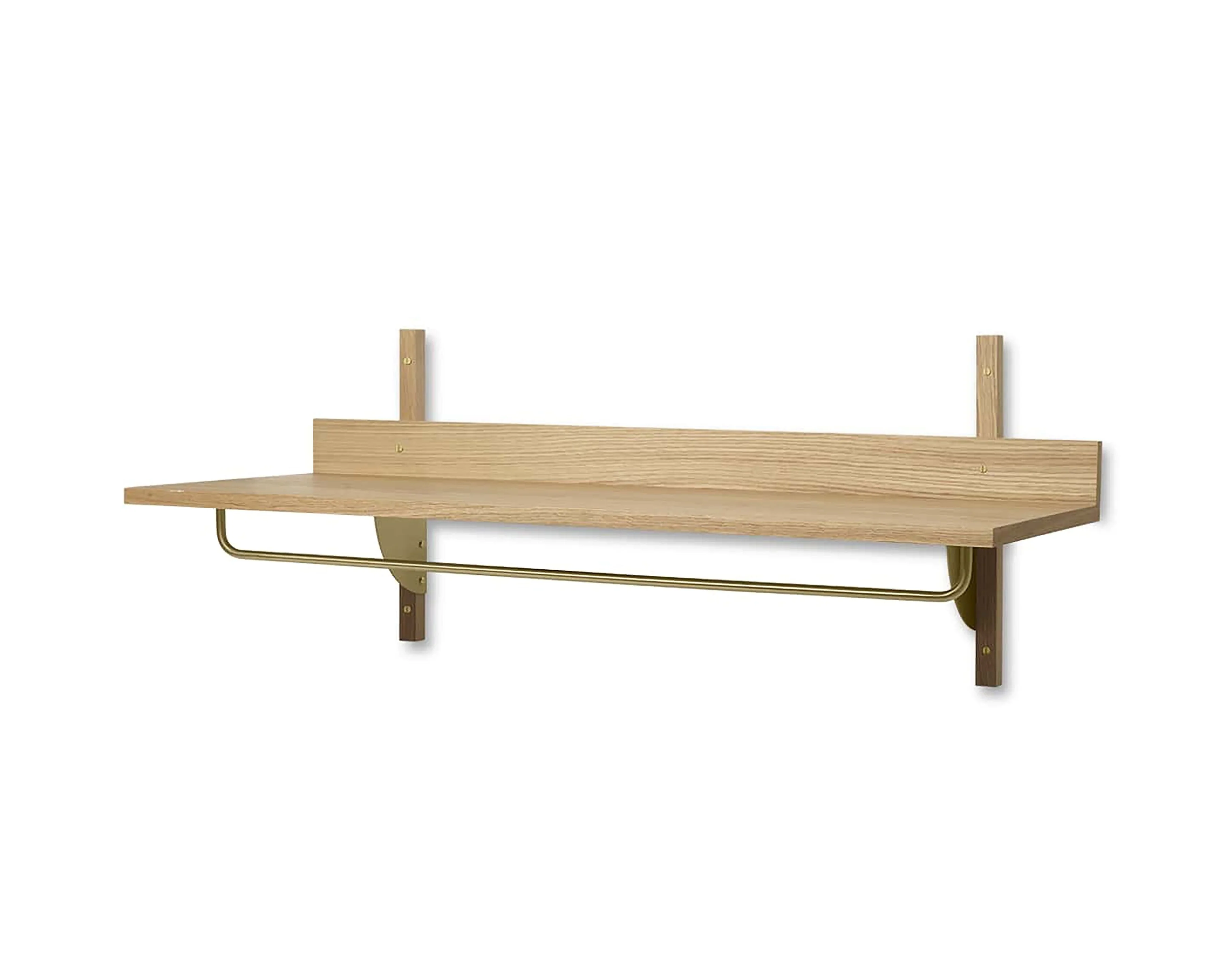 Półka z relingiem SECTOR RACK SHELF fornir dębowy z mosiężnym wykończeniem - Image 3