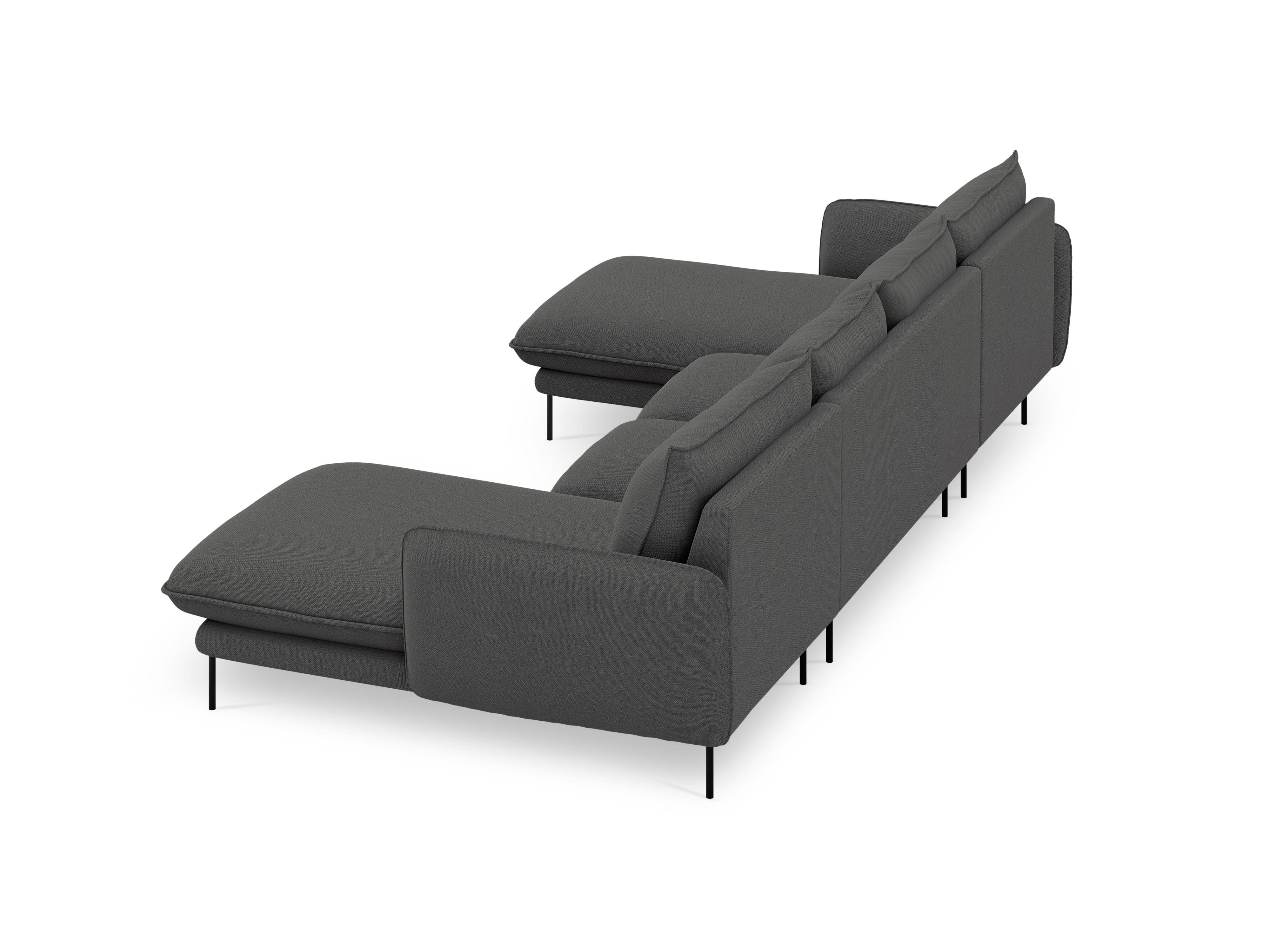 Sofa panoramiczna 6-osobowa VIENNA ciemnoszary szenil z czarną podstawą - Image 4