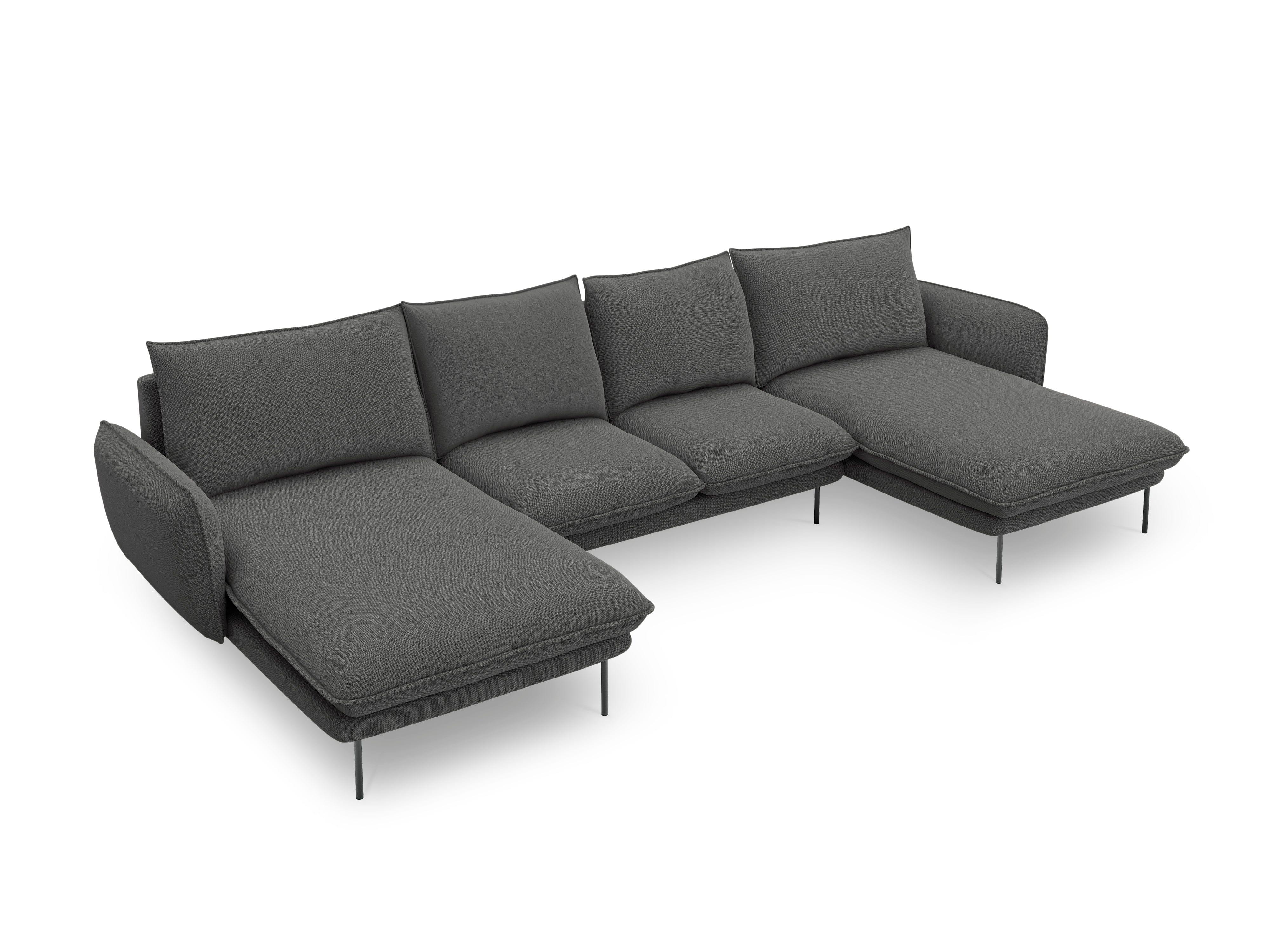 Sofa panoramiczna 6-osobowa VIENNA ciemnoszary szenil z czarną podstawą - Image 5