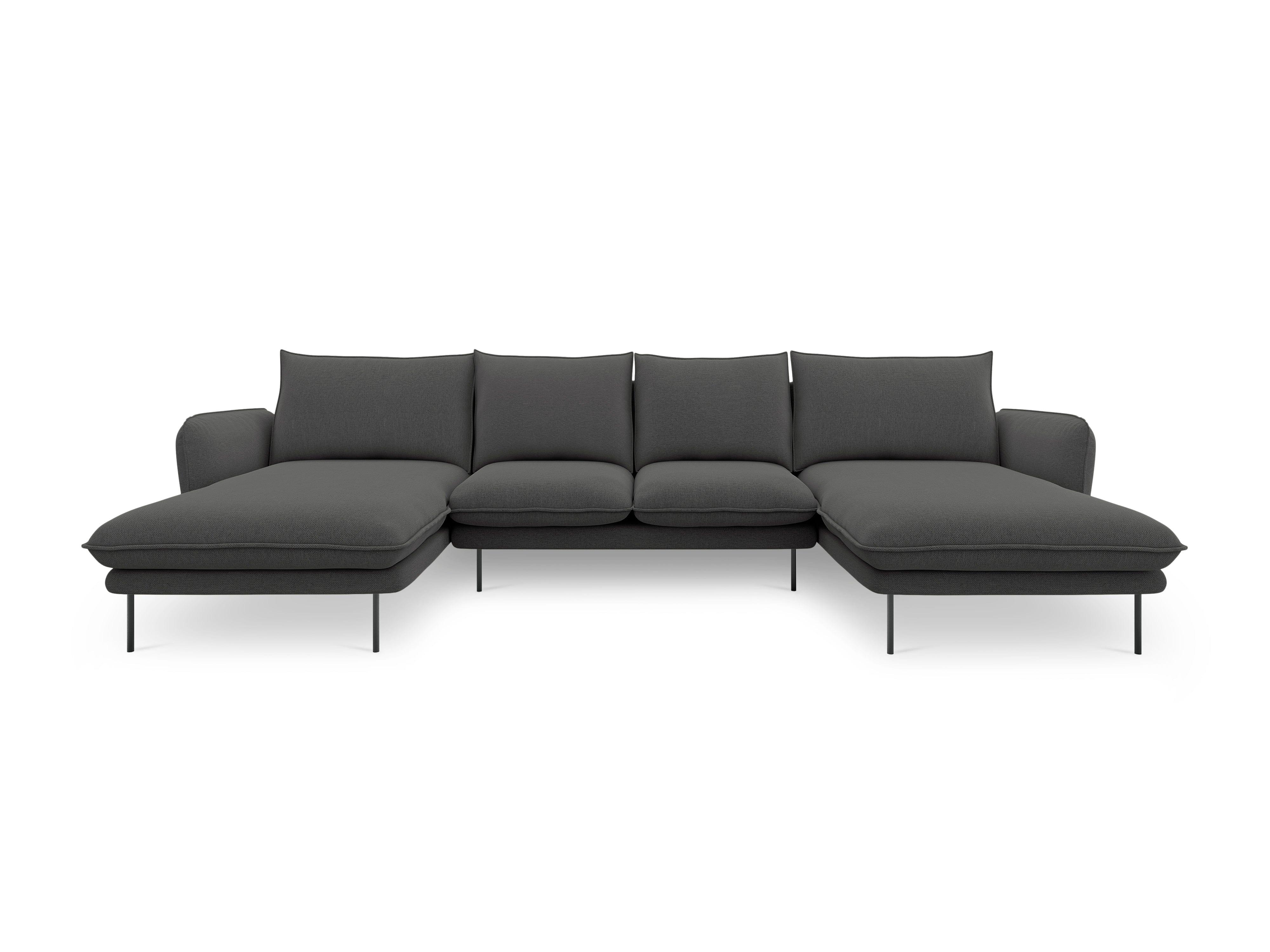 Sofa panoramiczna 6-osobowa VIENNA ciemnoszary szenil z czarną podstawą - Image 7
