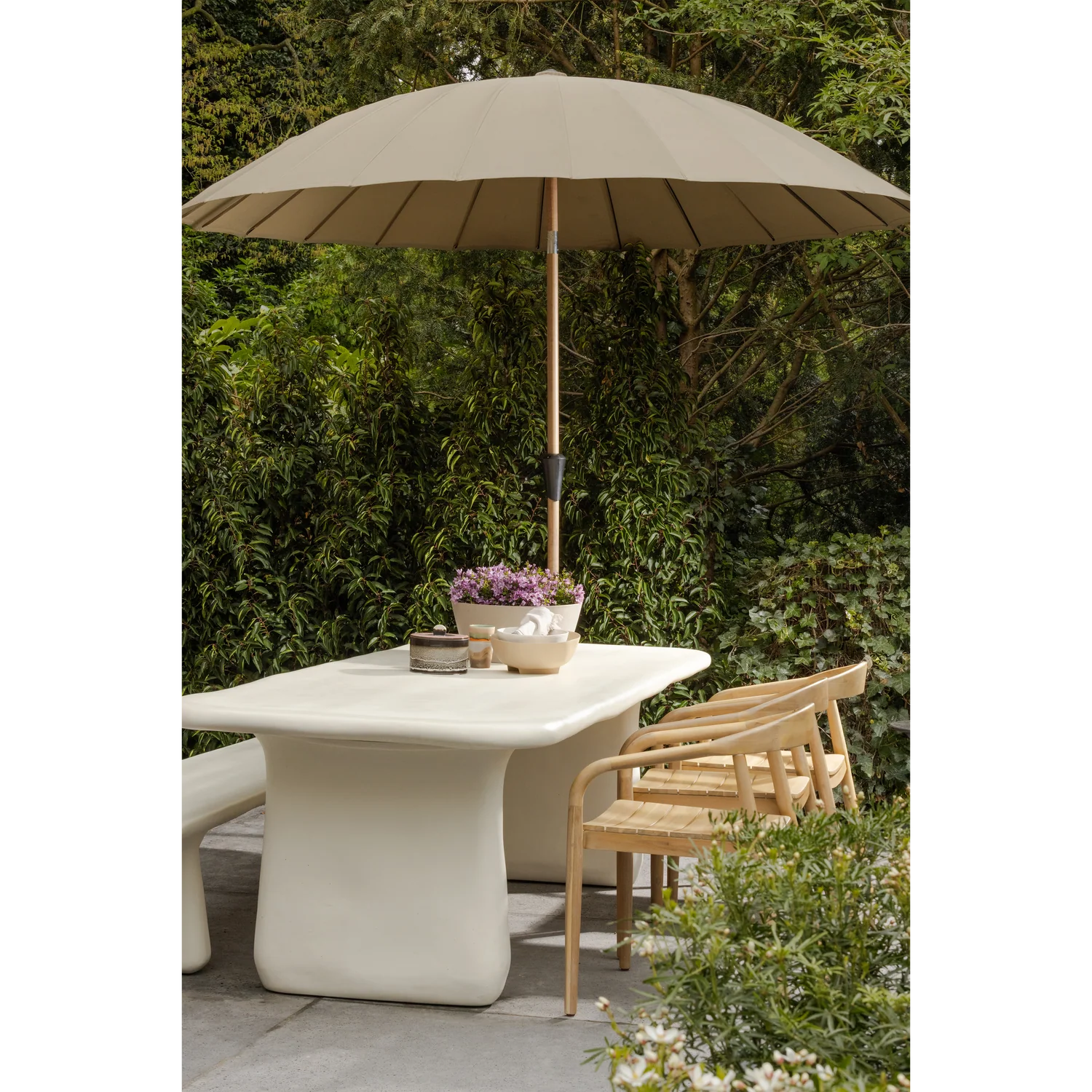 Parasol ogrodowy MONICA zielony z beżową podstawą - Image 8