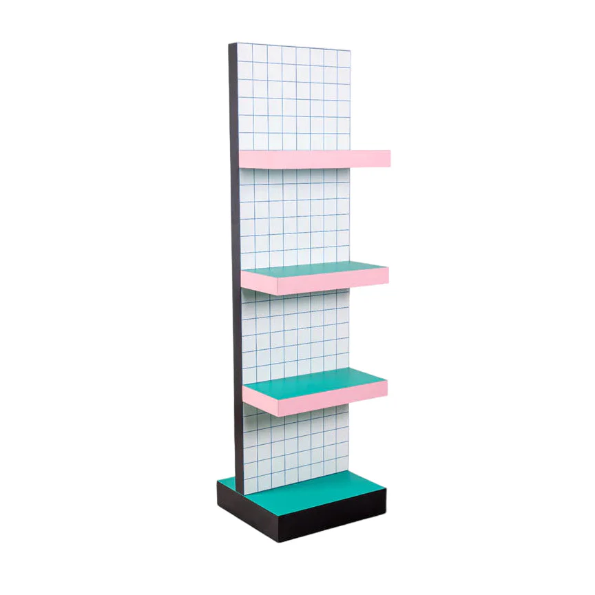 Regał SUPERSHELF BLUE GRID biały z różowym i zielonym