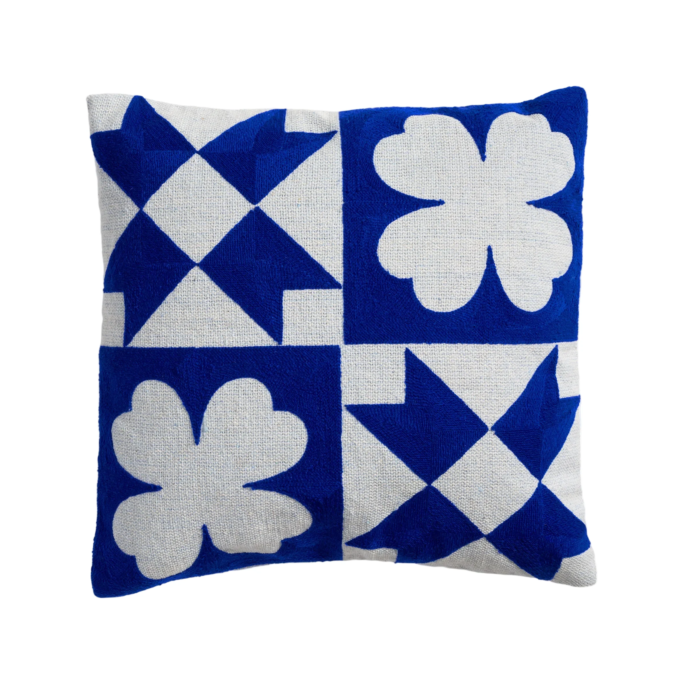 Poszewka na poduszkę QUILT niebieski z białym